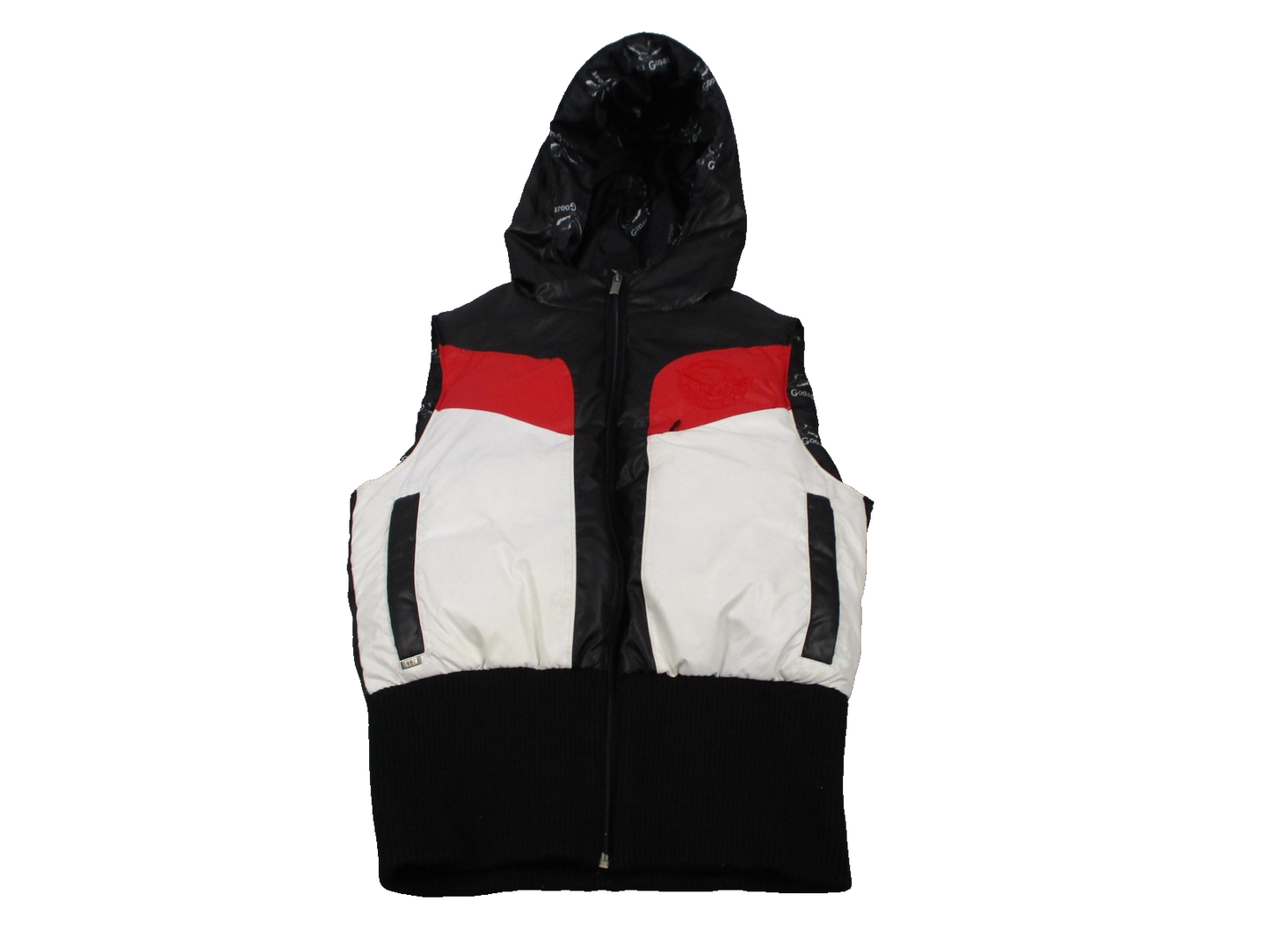 Triple F.A.T. Goose Vest Mens Medium Hooded Puffer Colorblock Quilted Zip0
