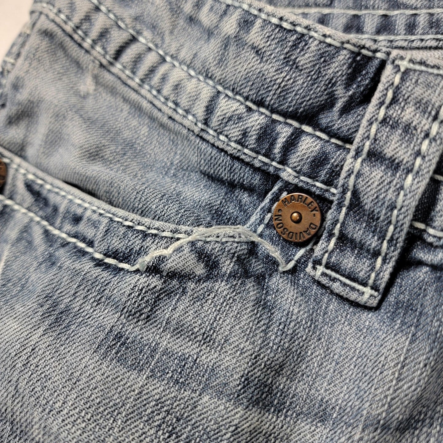 HarleyDavidson Jeans Womens 8 Blue Bootcut Distressed Denim Biker Pants