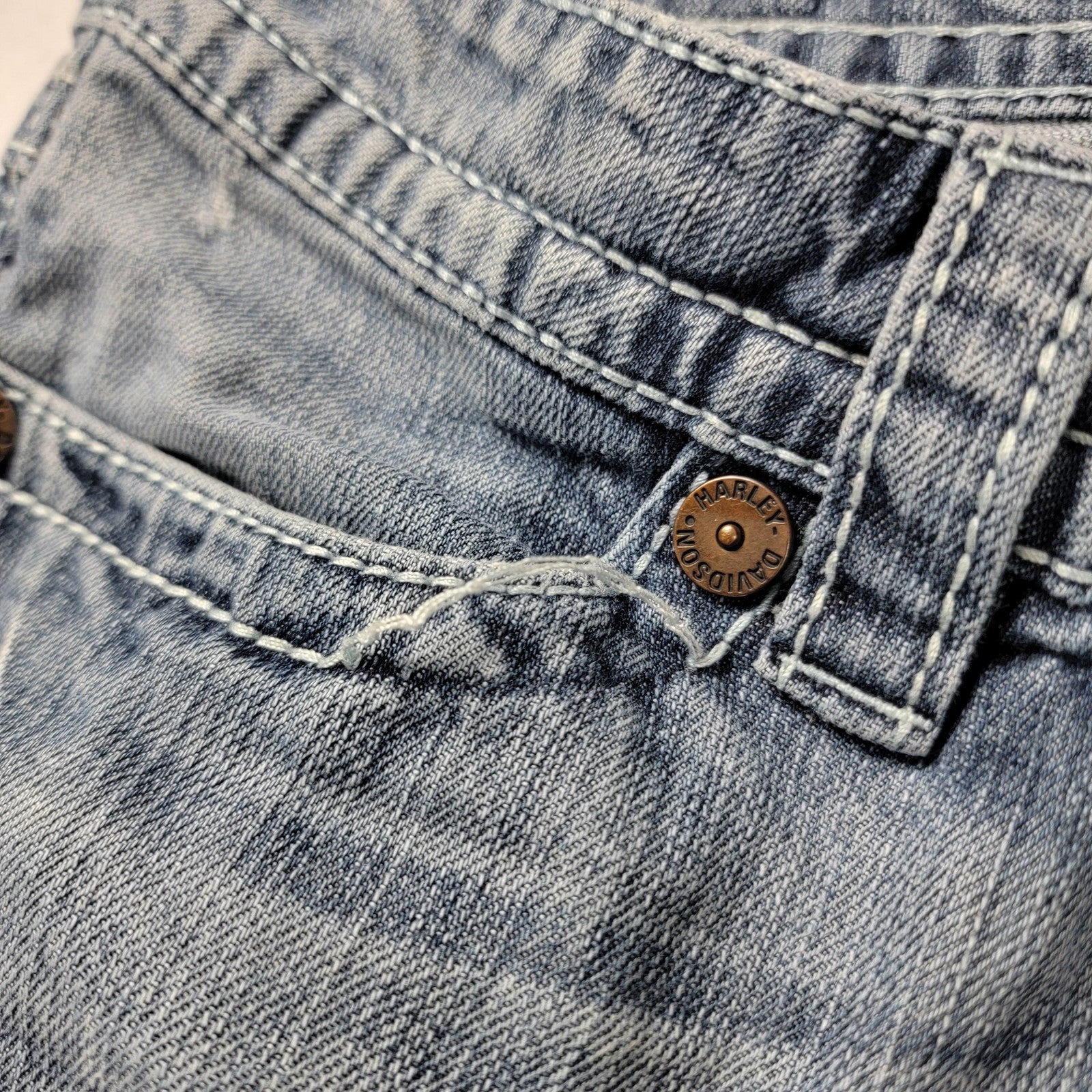 HarleyDavidson Jeans Womens 8 Blue Bootcut Distressed Denim Biker Pants
