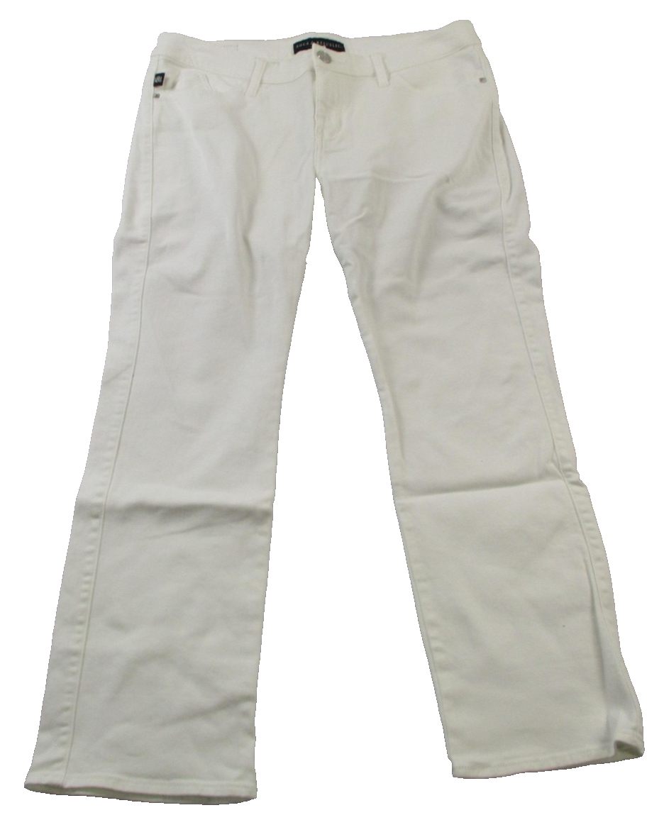 Rock & Republic Kendall Jeans Womens 12 White Straight Leg Stretch Denim 14390