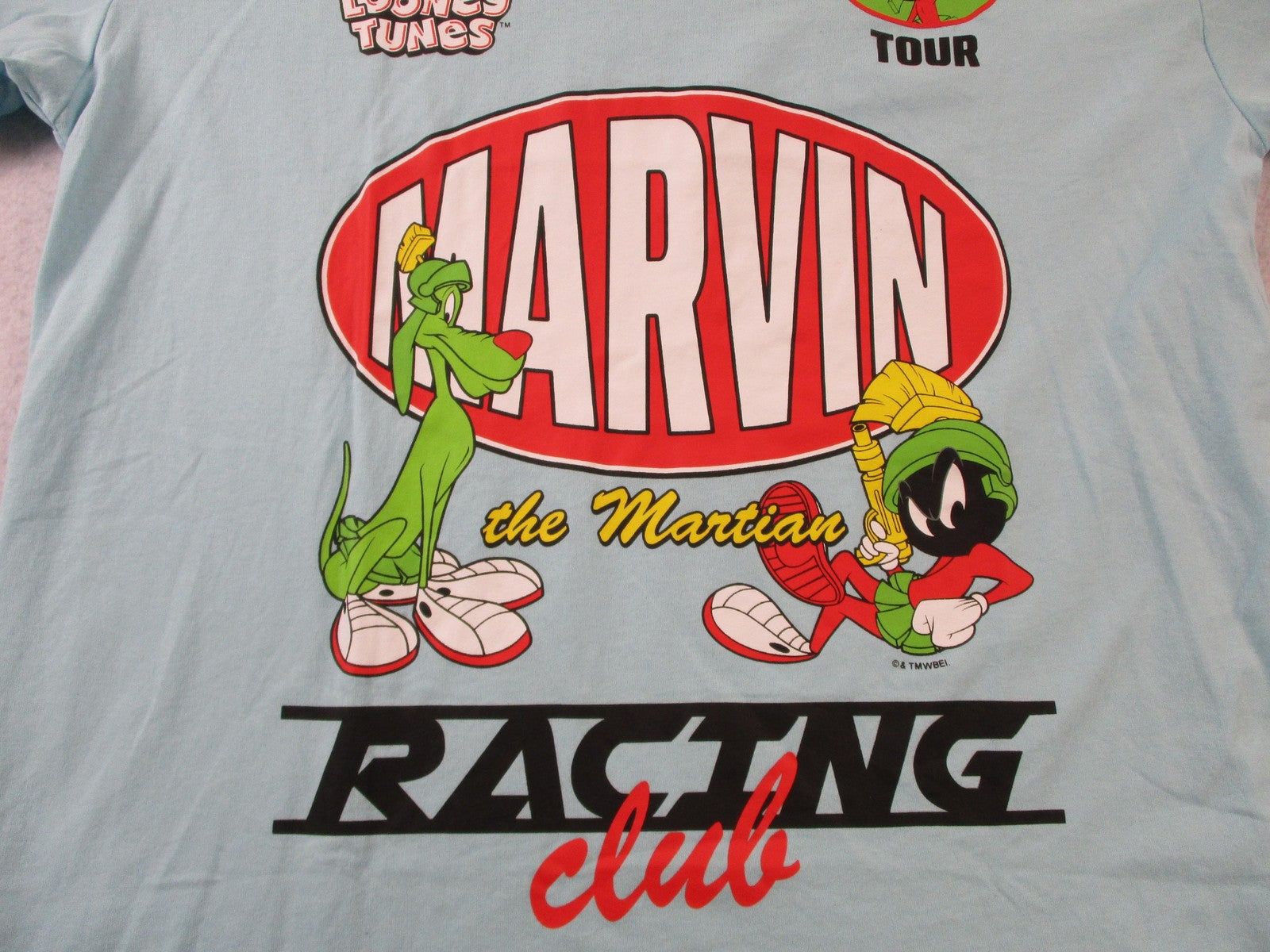 Looney Tunes Marvin The Martian Mens Medium Blue Racing Club Graphic Tee 1542445