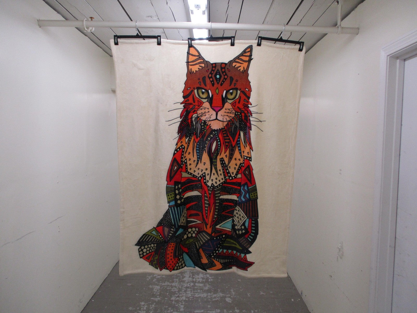 Society6 Throw Blanket 50x60 Multicolor Pop Art Cat Fleece Reversible0