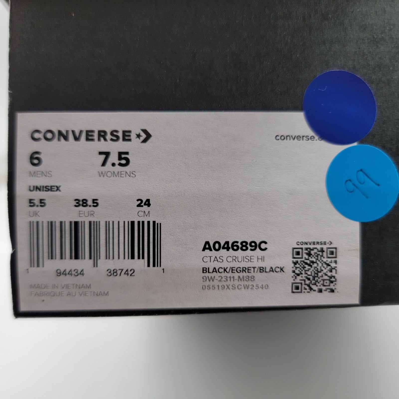Converse CTAS Cruise High Black Men's Size 6  New in Box10