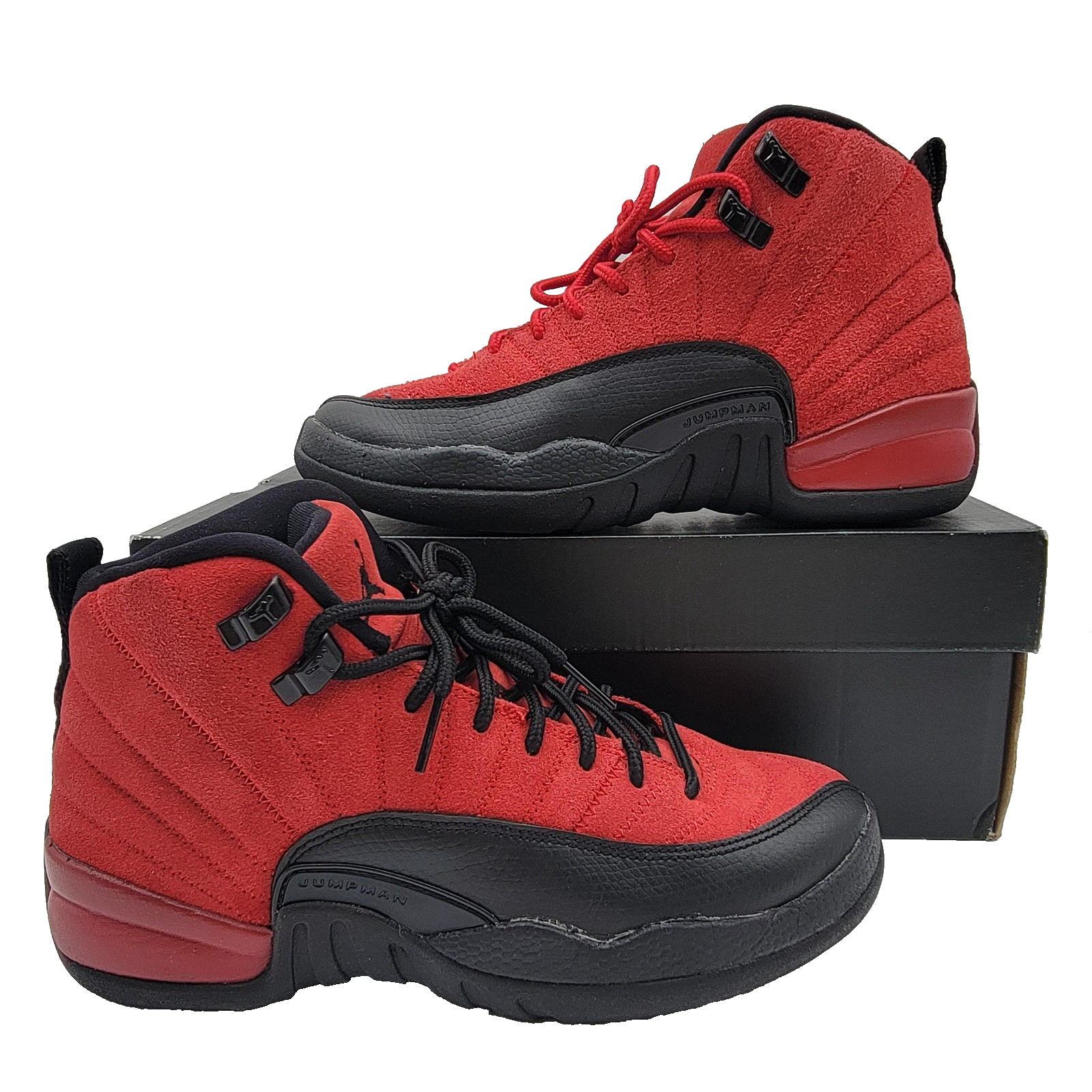 Air Jordan 12 Retro Shoes Youth Size 5Y Red Black Varsity Flu Game 153265-602 GS0