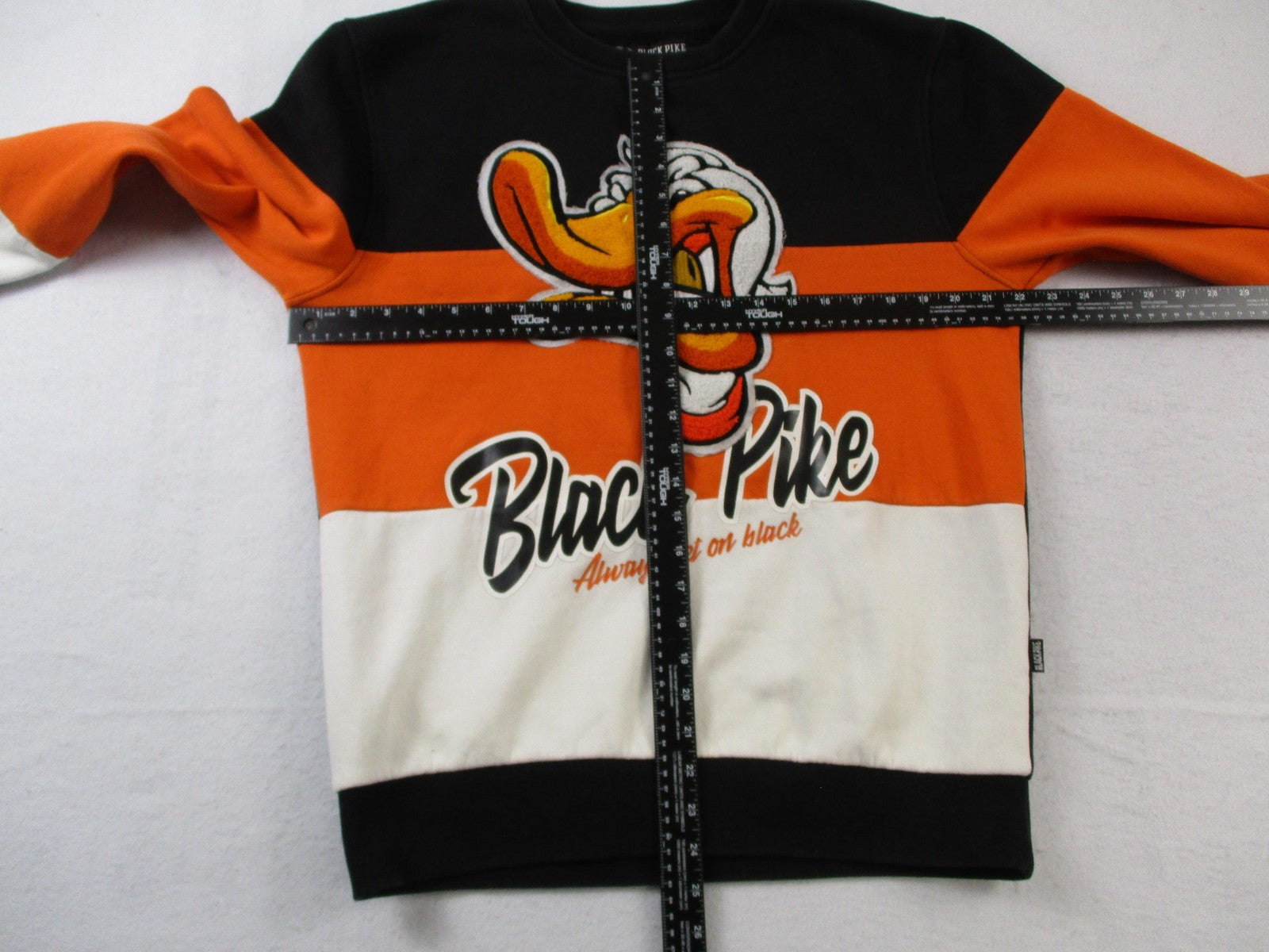 Black Pike Sweatshirt Mens Large Multicolor Fleece Pullover Cartoon Duck Graphic6