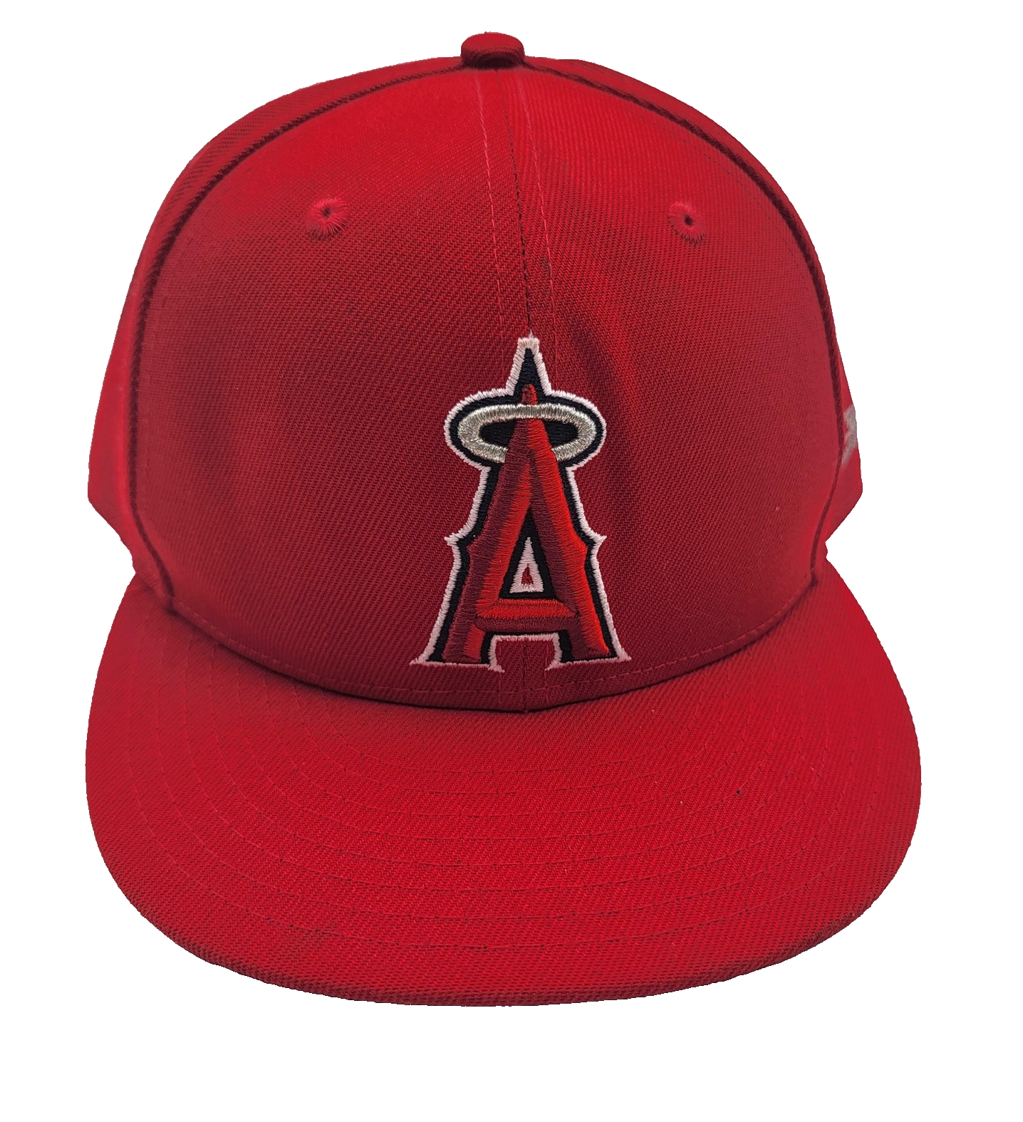 Los Angeles Angels Hat Cap Fitted Mens 7 3/4 Red MLB Baseball New Era0