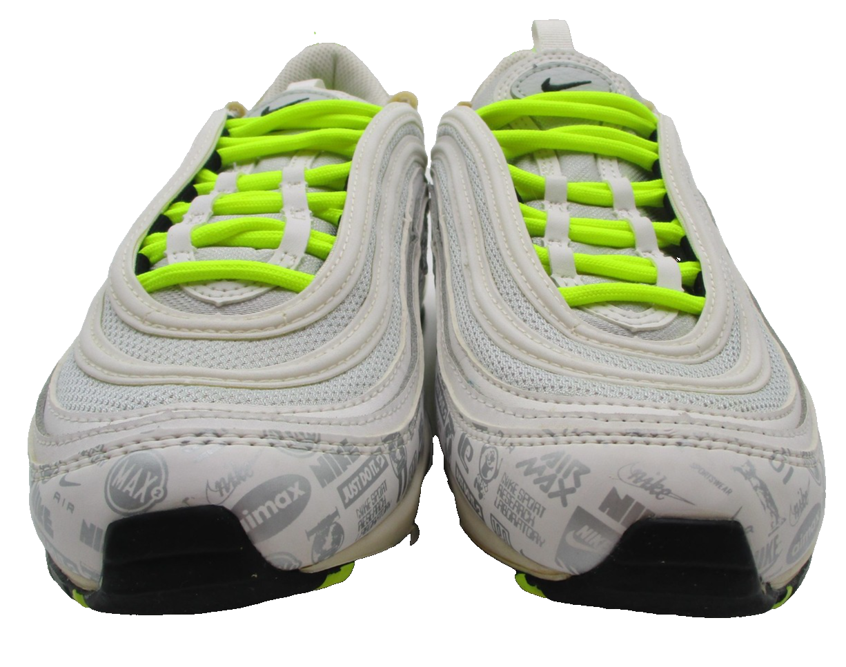 Nike Air Max 97 Shoes Youth Sz 7Y White Volt Logo Print 921522108 Sneakers 1T34