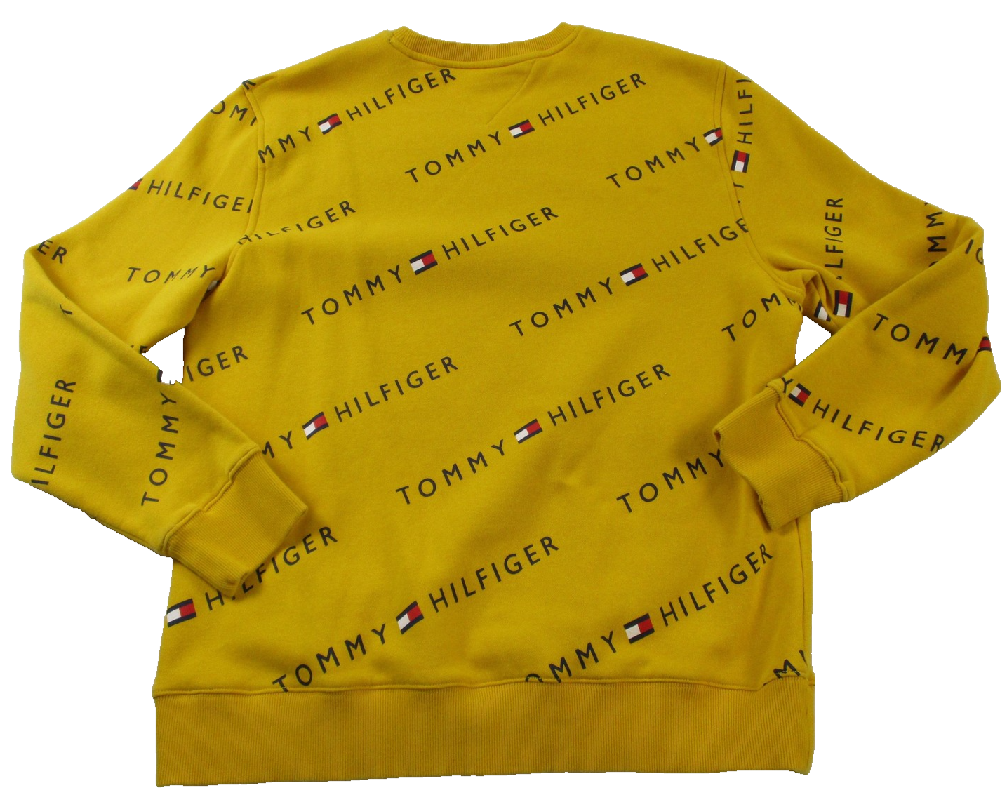 Tommy Hilfiger AllOver Print Crewneck Sweatshirt Mustard Yellow Mens XL 16081