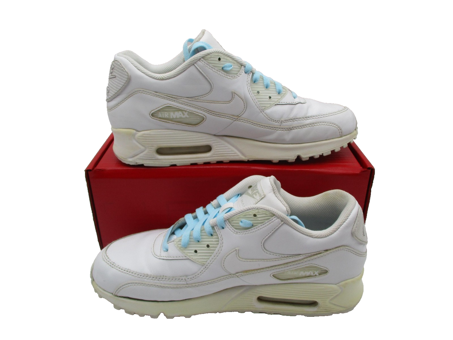 Nike Air Max 90 Shoes Mens Size 11.5 White Leather Classic Retro 302519113 1D73