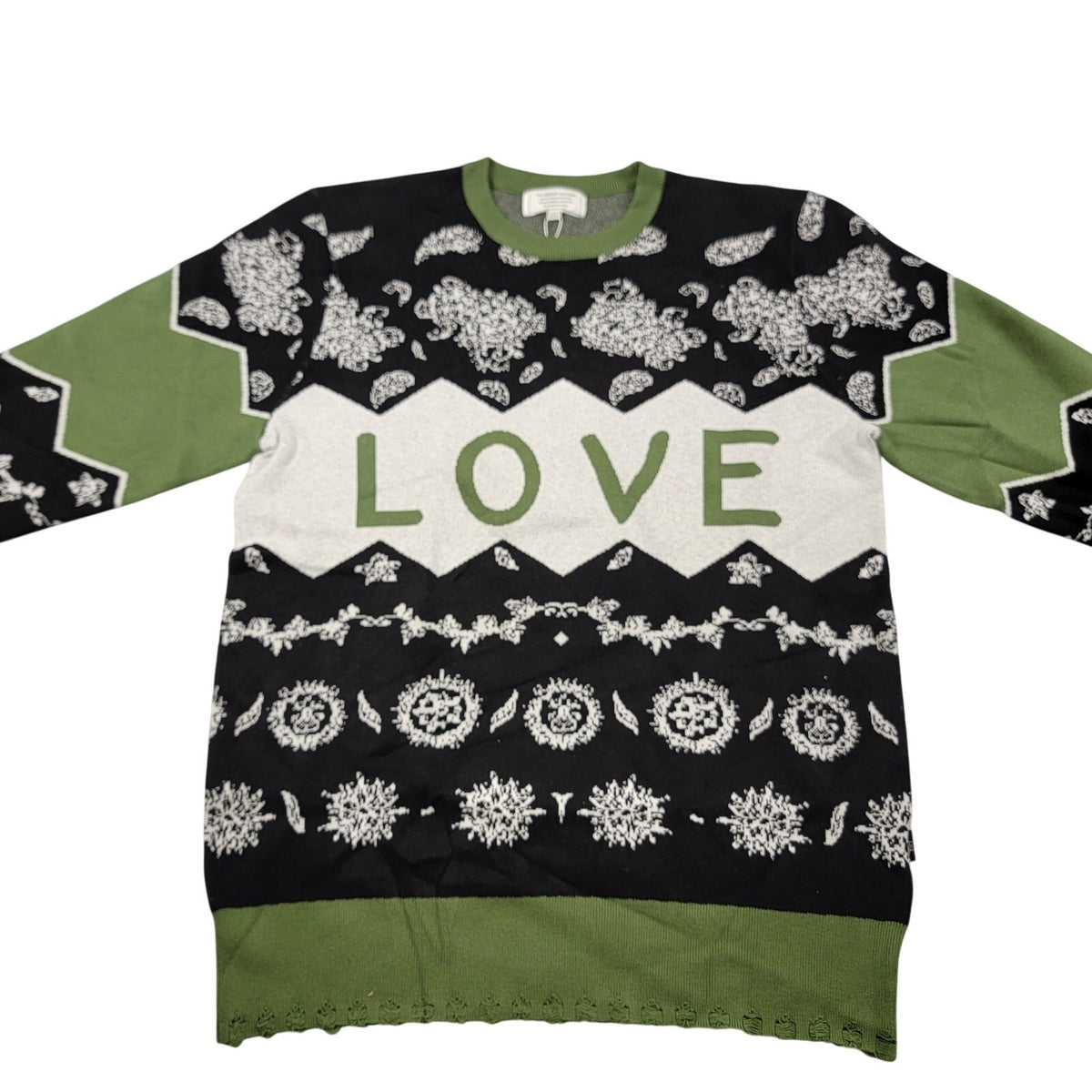 The Hideout Clothing Love Paisley Knit Holiday Sweater Men's 2XL Green NWT0