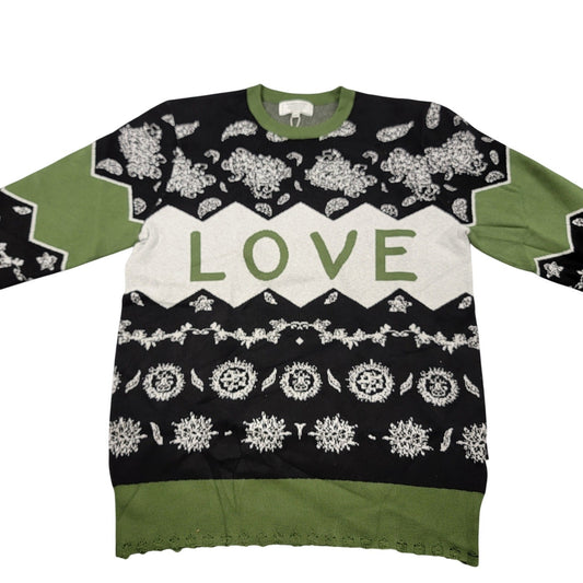The Hideout Clothing Love Paisley Knit Holiday Sweater Men's 2XL Green NWT0