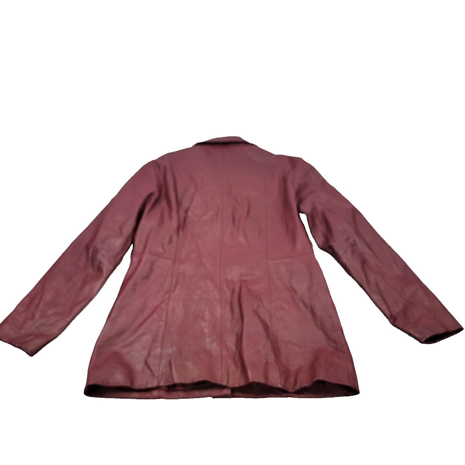 Tribeca Studio Leather Blazer Jacket Womens Medium Burgundy Button Front Lined1