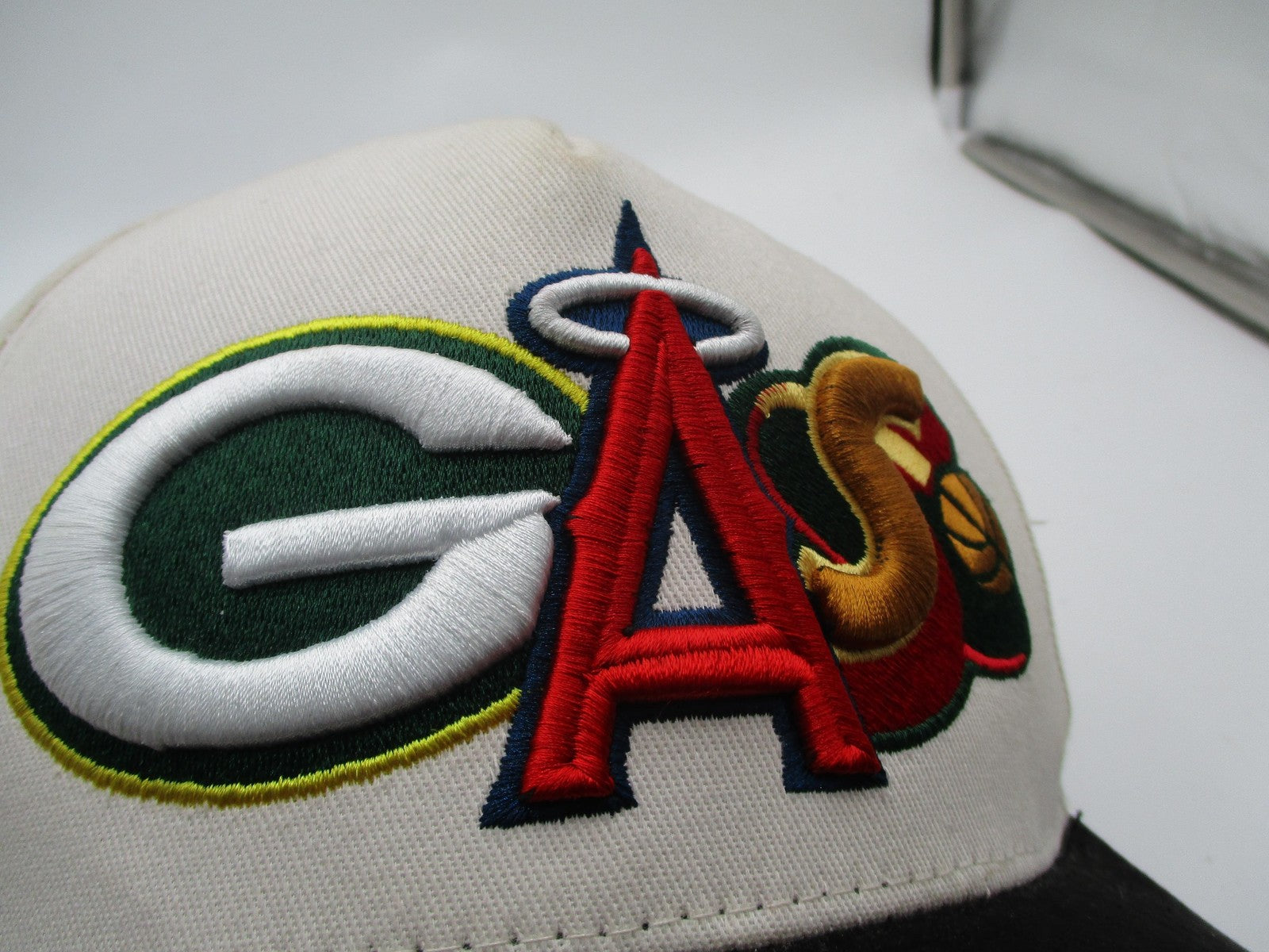 GASNYC Hat Cap Snap Back Mens One Size Beige Black GAS Graphic Embroidered Funny3