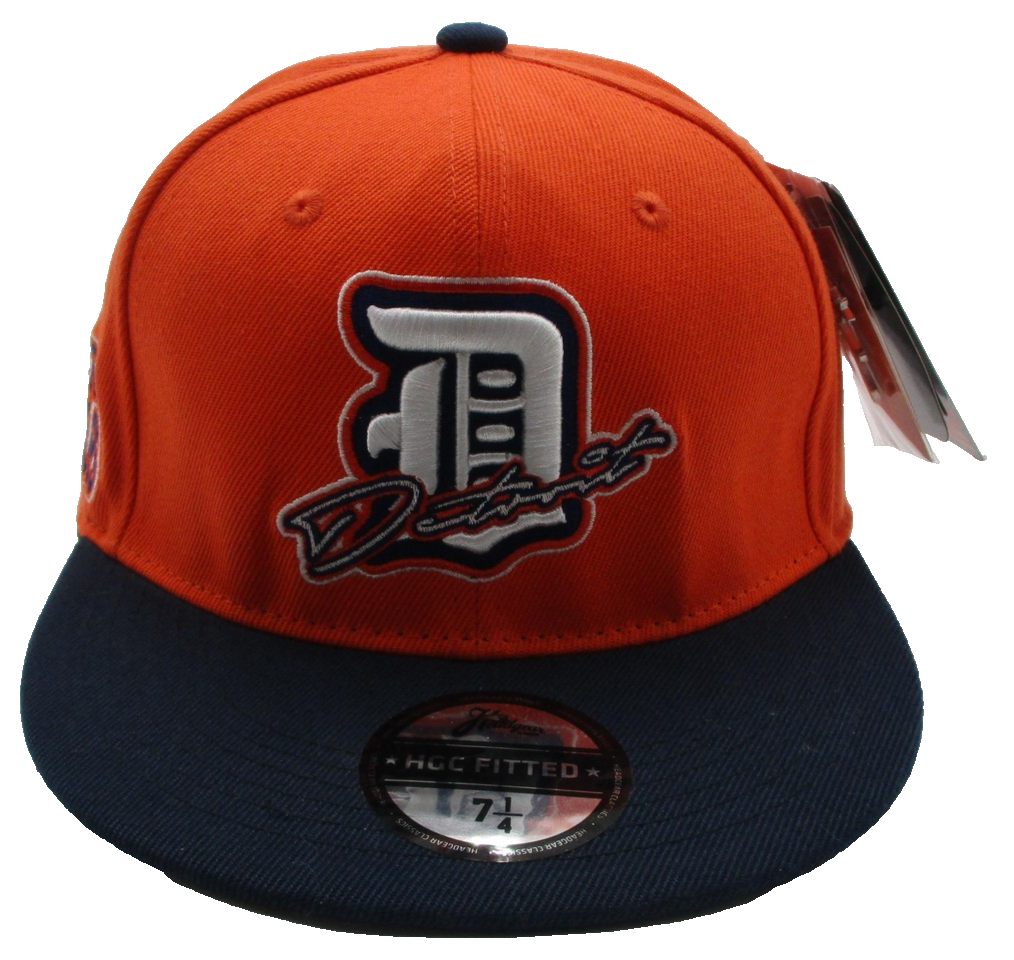 Detroit Stars Hat Cap Fitted Mens 7 1/4 Orange Negro Leagues Baseball Headgear0