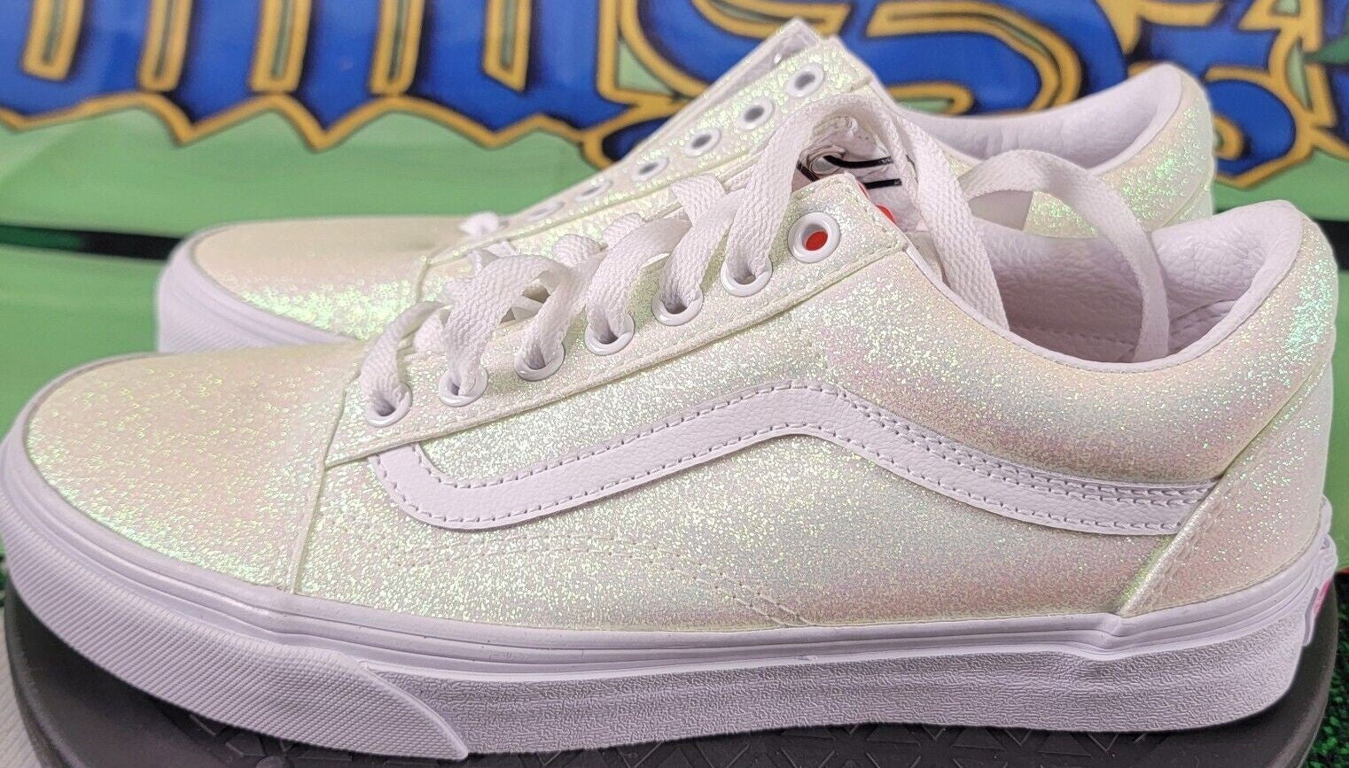 Vans Adult Old Skool Sneakers Size M7 W8.5 Color Pink/True White UV Activated1