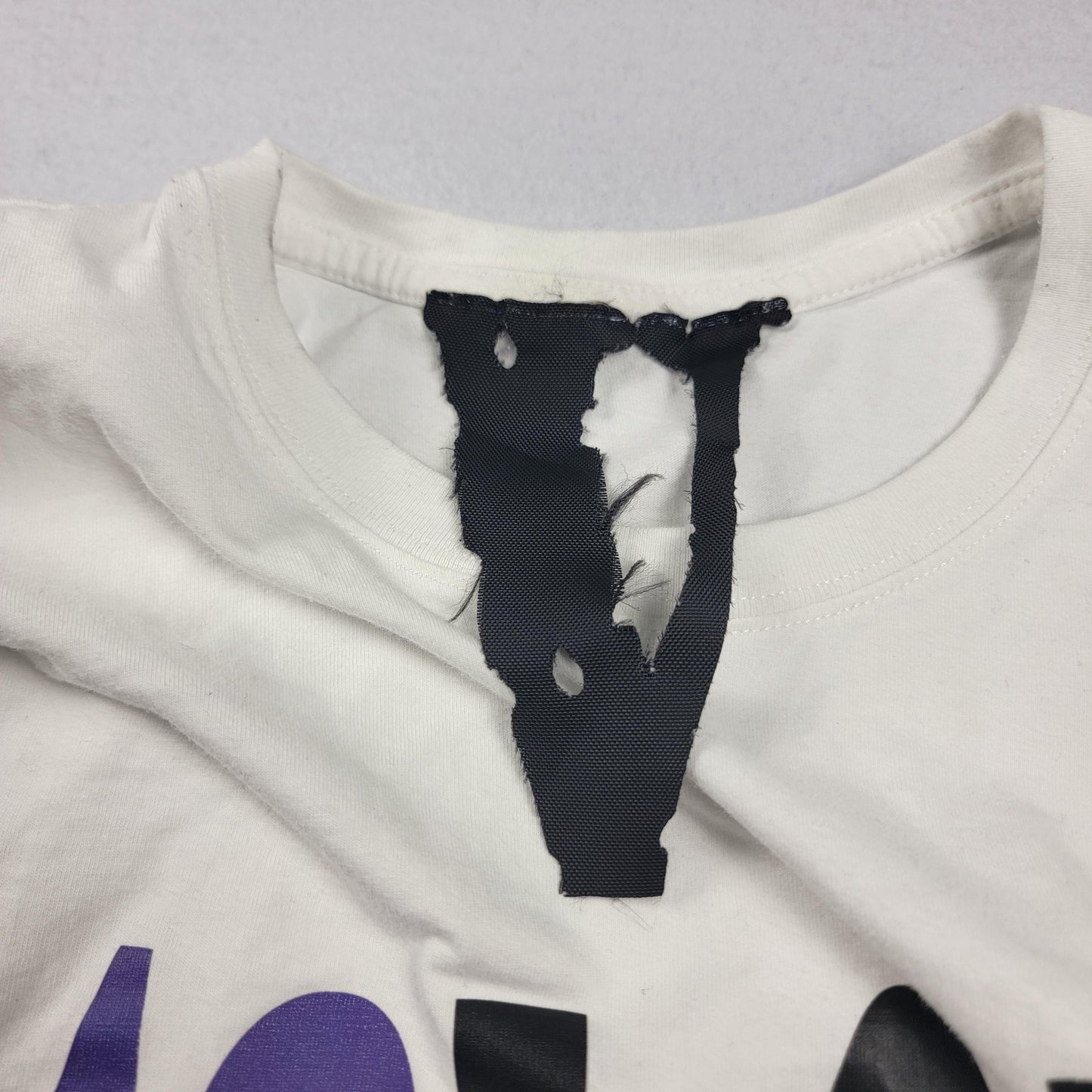 VLONE Palm Angels Shirt Unisex Med White Purple Flame V Graphic Streetwear 9824