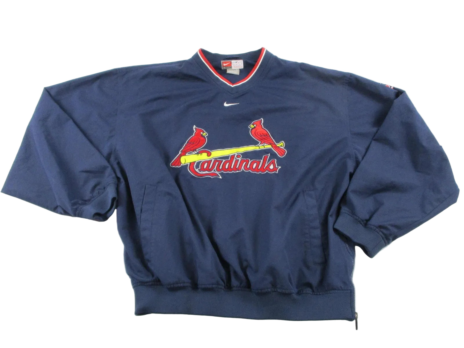 St. Louis Cardinals Jacket Mens Large Blue MLB Baseball Nike V Neck Pullover0