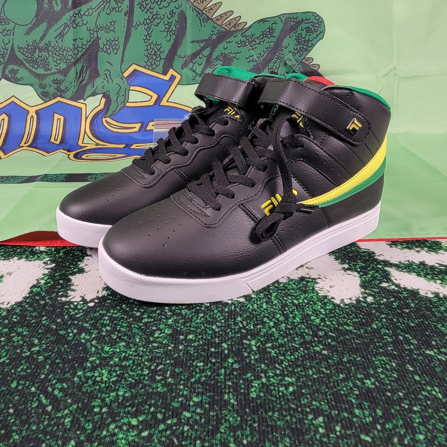 FILA Vulc 13 Mid Black/Yellow/Green/Red Mens Sz 120