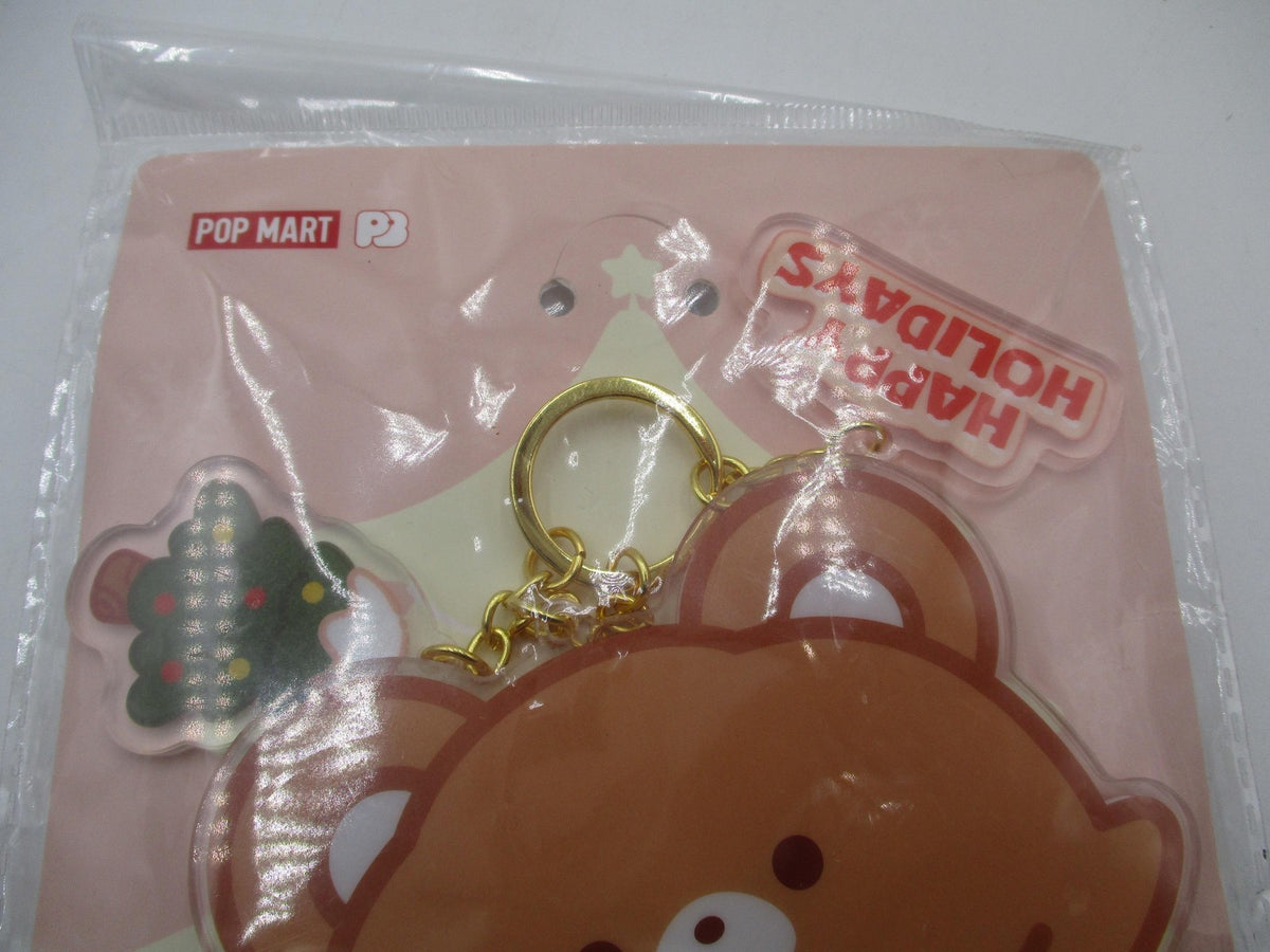 POP MART Dimoo POP BEAN Christmas 80mm Acrylic Mirror Keychain Brown Clip On1