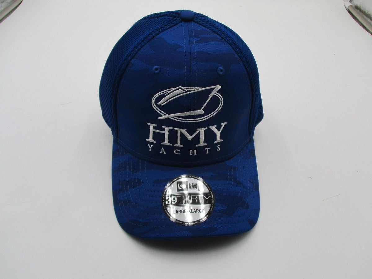 New Era HMY Yachts Hat Cap Fitted Mens L/XL Blue Mesh Camo Baseball 39THIRTY11