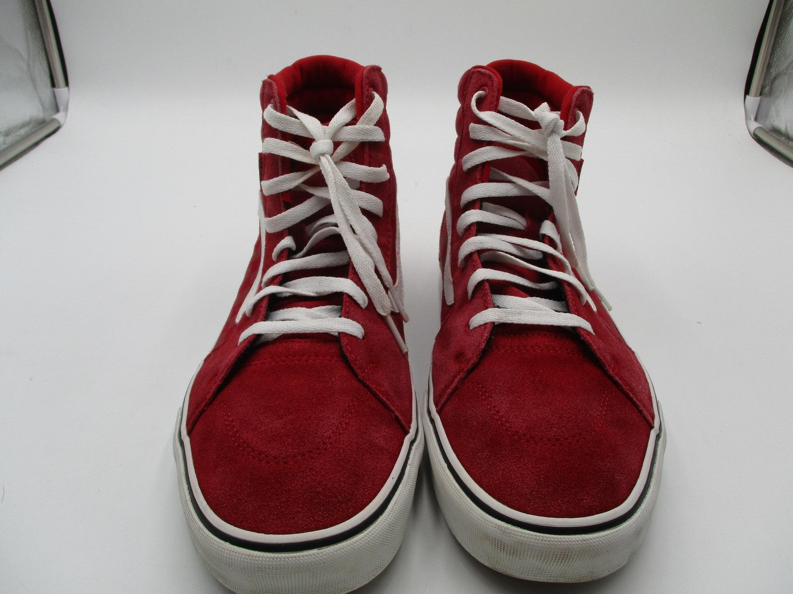Vans Sk8-Hi Checkerboard Shoes Mens Size 11.5 Red Suede High Top Skate Sneakers1