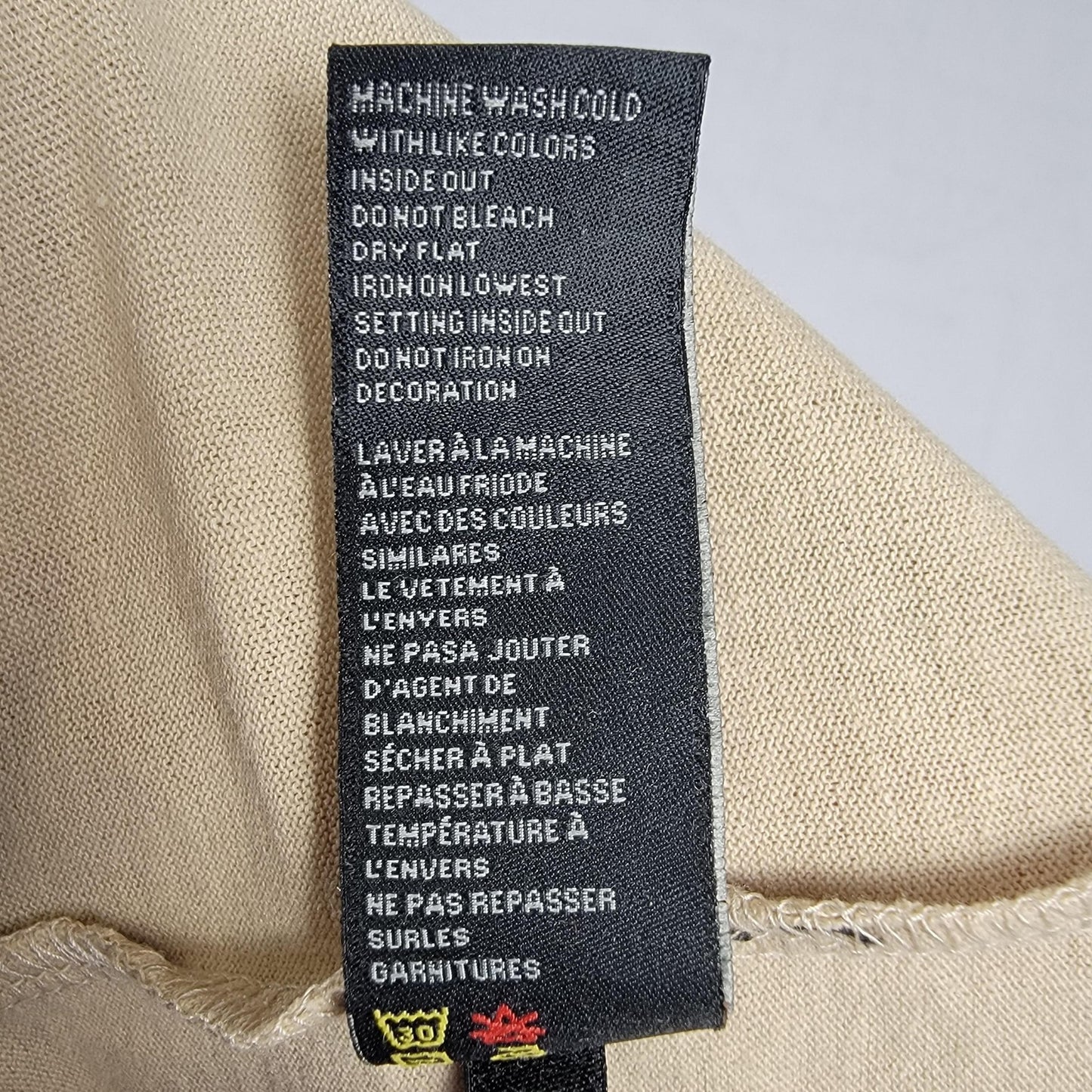 Buffalo David Bitton Shirt Mens Small Tan Henley Short Sleeve Patch