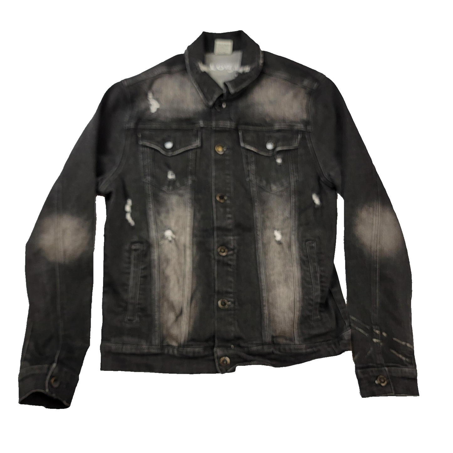 Kilogram Jacket Mens Large Black Distressed Denim Button Up Streetwear