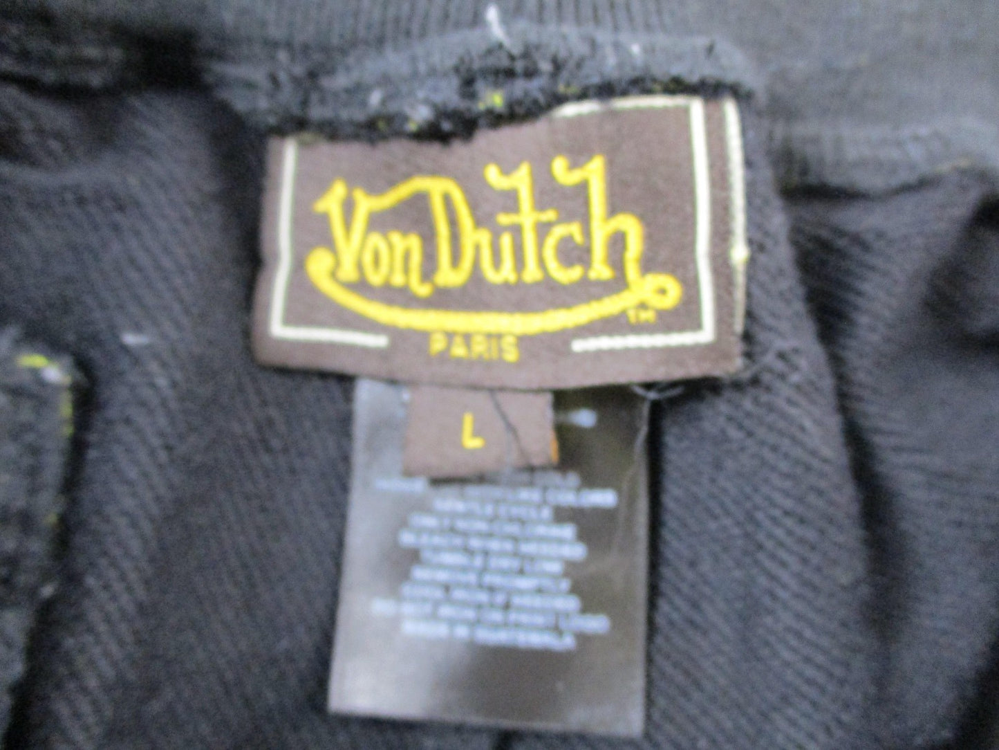 Von Dutch Pants Mens Large Black Neon All Over Logo Joggers Sweatpants 14284