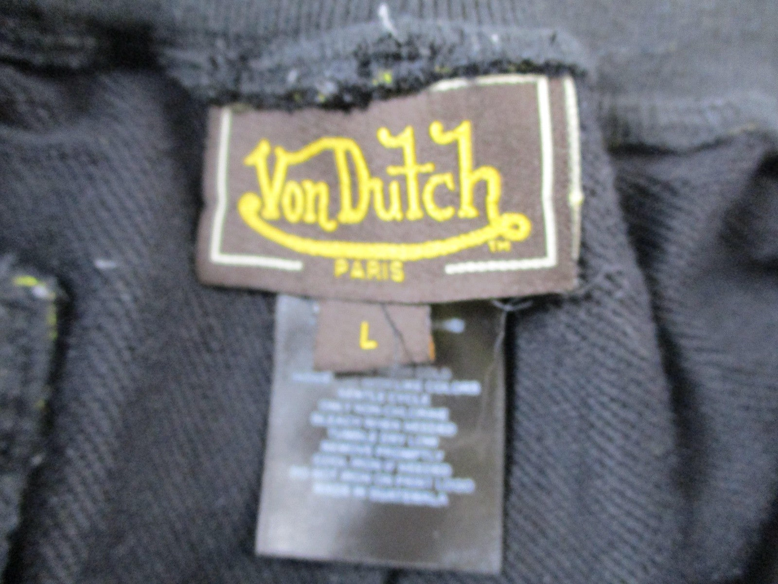 Von Dutch Pants Mens Large Black Neon All Over Logo Joggers Sweatpants 14284
