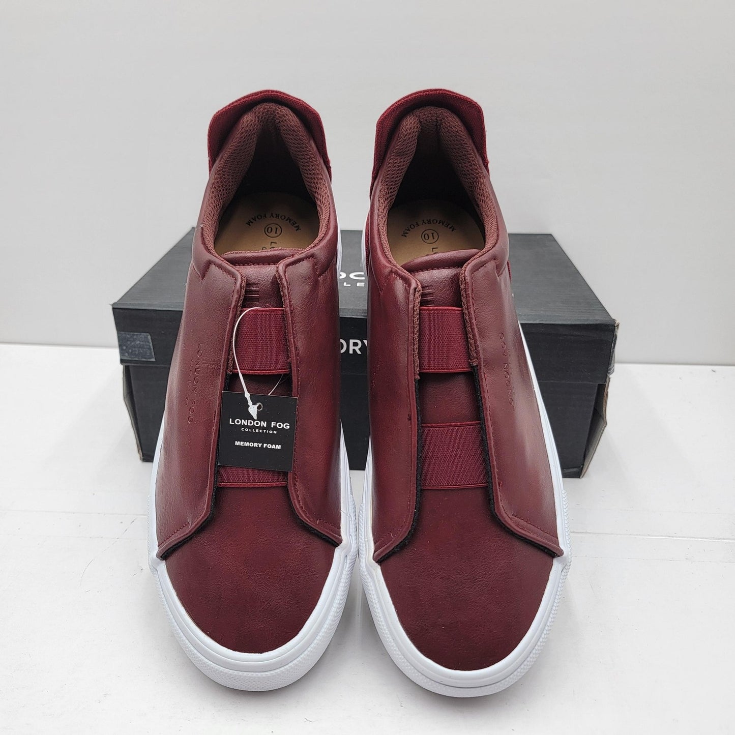 London Fog Shoes Mens Size 10M Red Cabernet Francis Slip On Memory Foam Comfort2