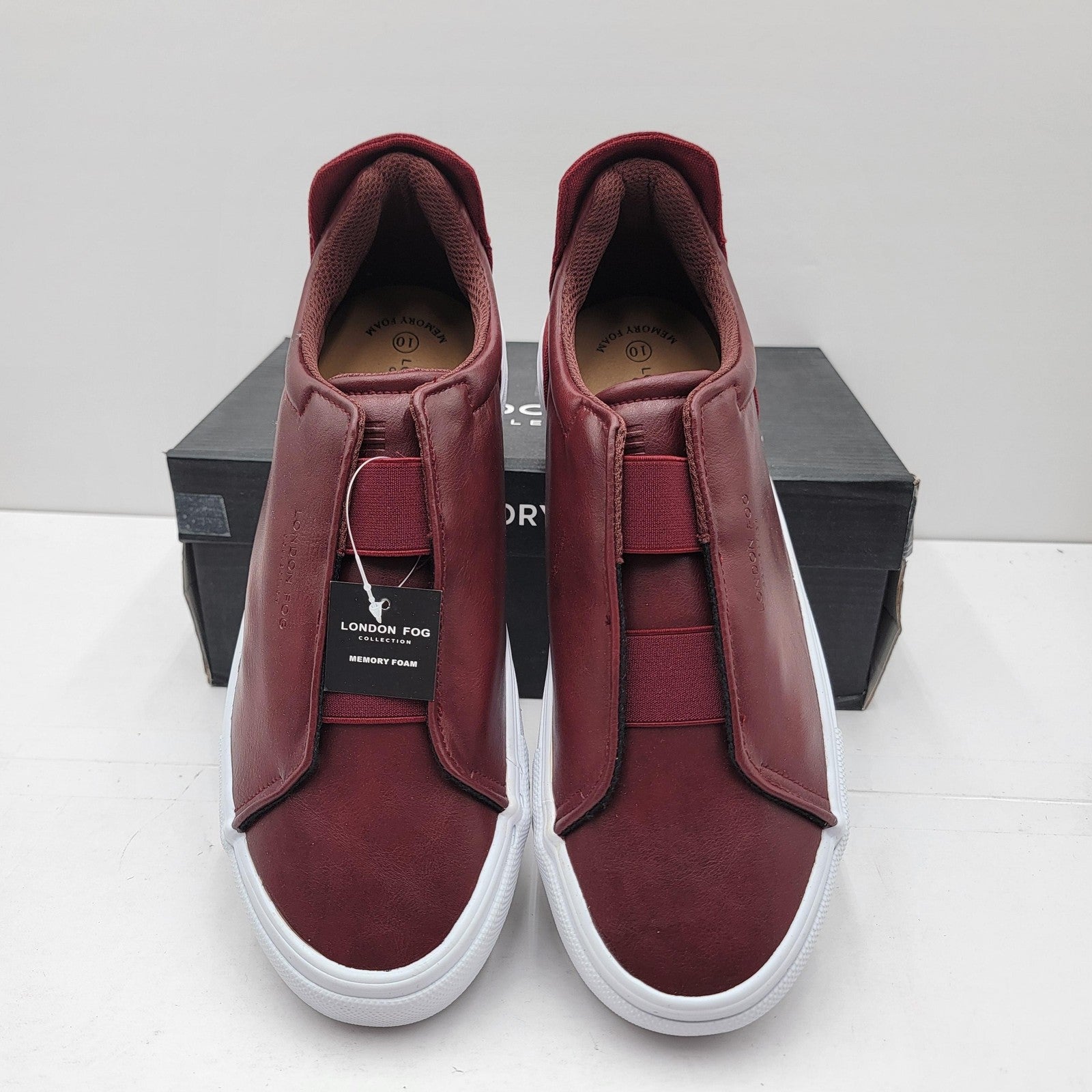 London Fog Shoes Mens Size 10M Red Cabernet Francis Slip On Memory Foam Comfort2
