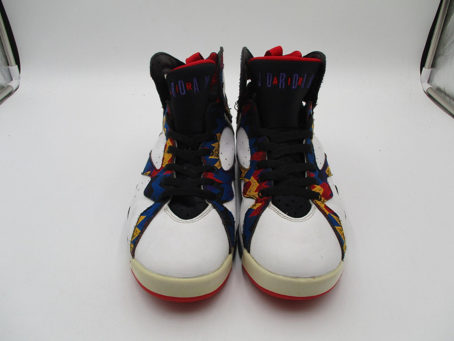 Nike Air Jordan 7 Retro Shoes Mens White Multicolor Sweater Nothing But Net 1J54