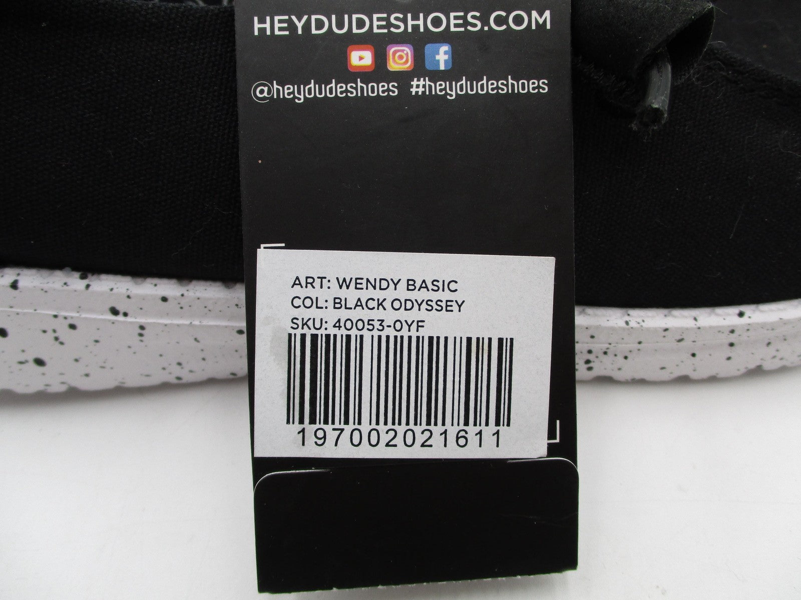 Hey Dude Wendy Basic Shoes Womens Size 6 Black Odyssey Slip On Speckled Sole6