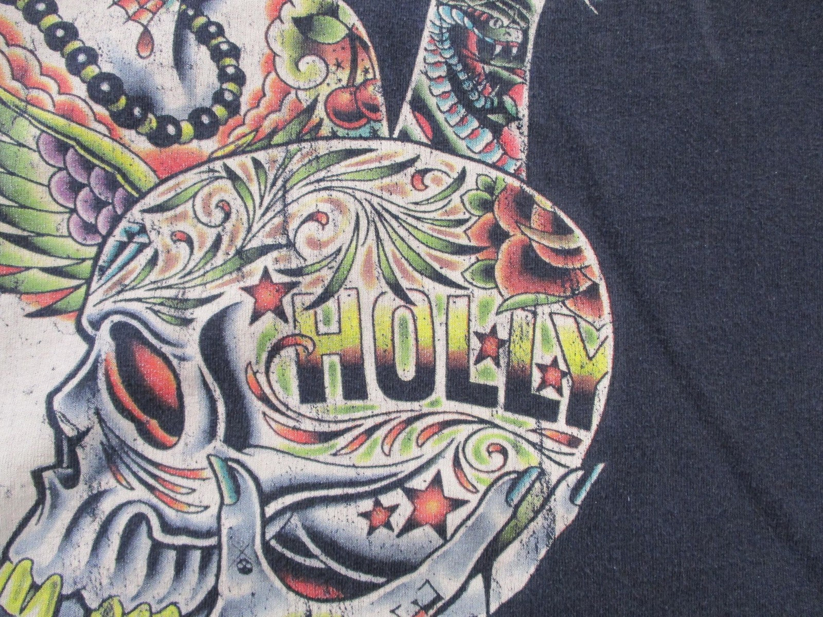 Sullen Art Collective Shirt Mens XL Black Tattoo PinUp Holly Skull Graphic 15623