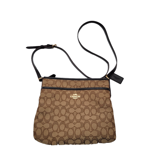 Coach Signature Crossbody Bag Brown Canvas Leather Trim F299600
