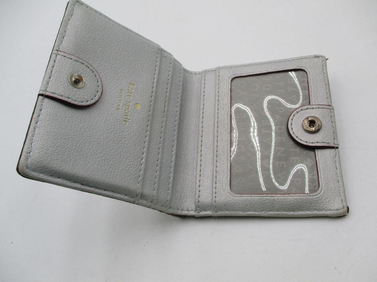 Kate Spade Wallet Women's One Size Silver Glitter Bifold Zip Coin Purse Leather7