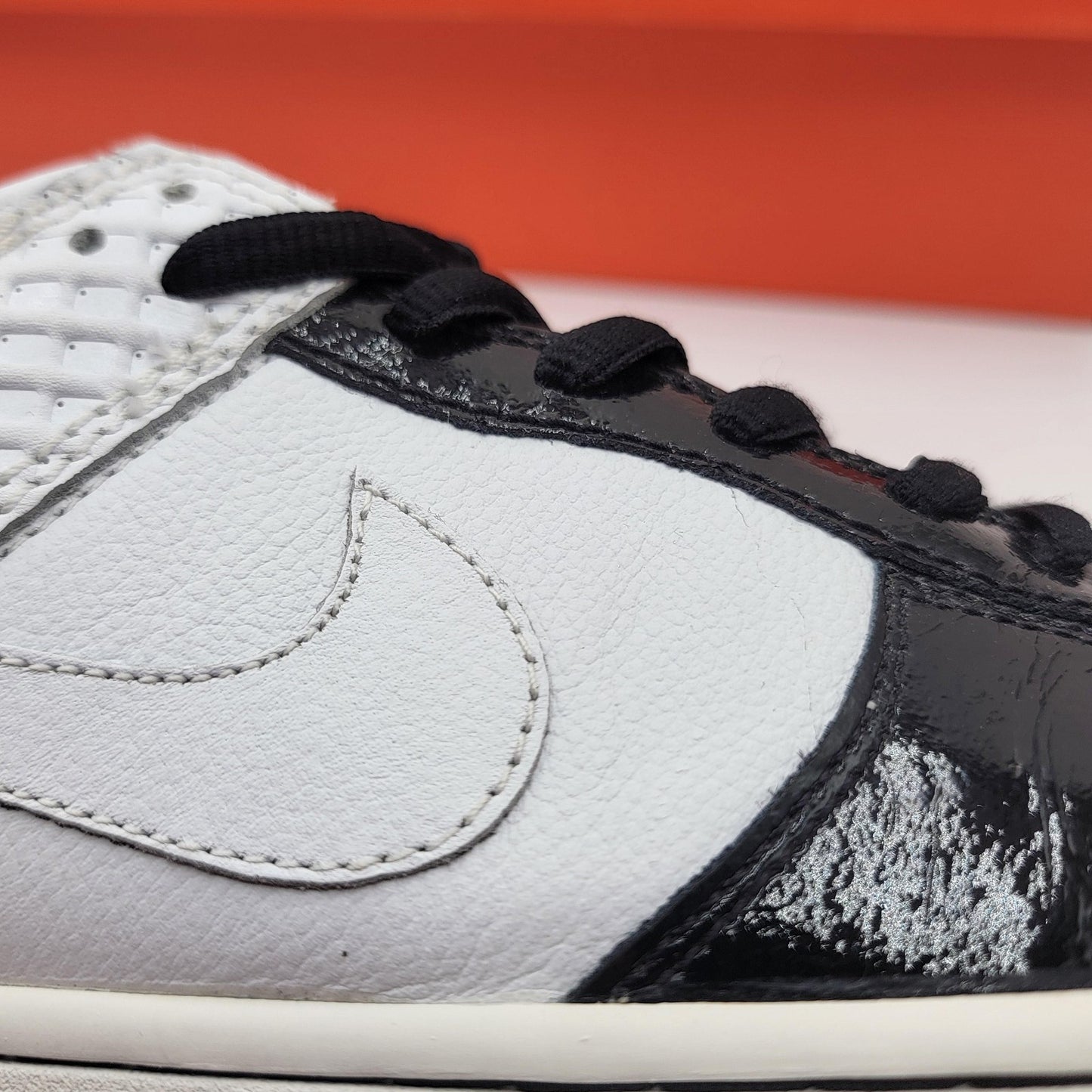 Nike Dunk Low Premium Shoes Mens Size 10.5 White Black Patent Leather 30769611310