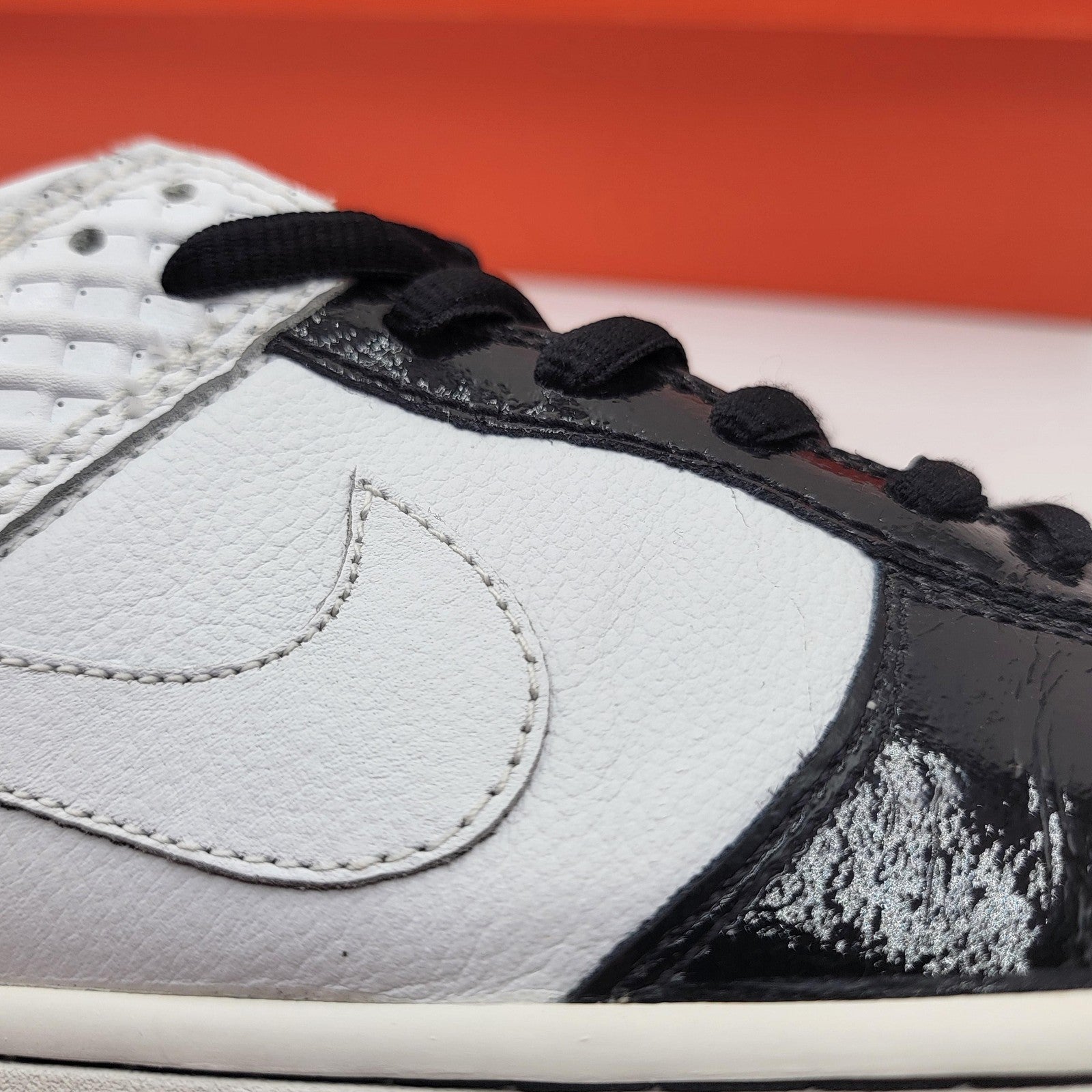 Nike Dunk Low Premium Shoes Mens Size 10.5 White Black Patent Leather 30769611310
