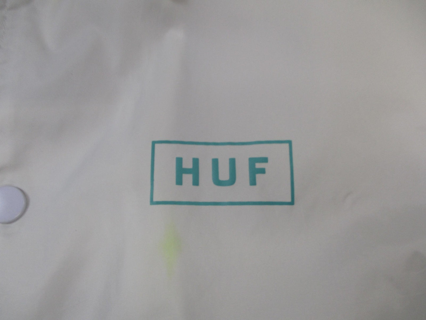 HUF Jacket Mens Large White Coach Windbreaker Snap Front Skateboarding 16513