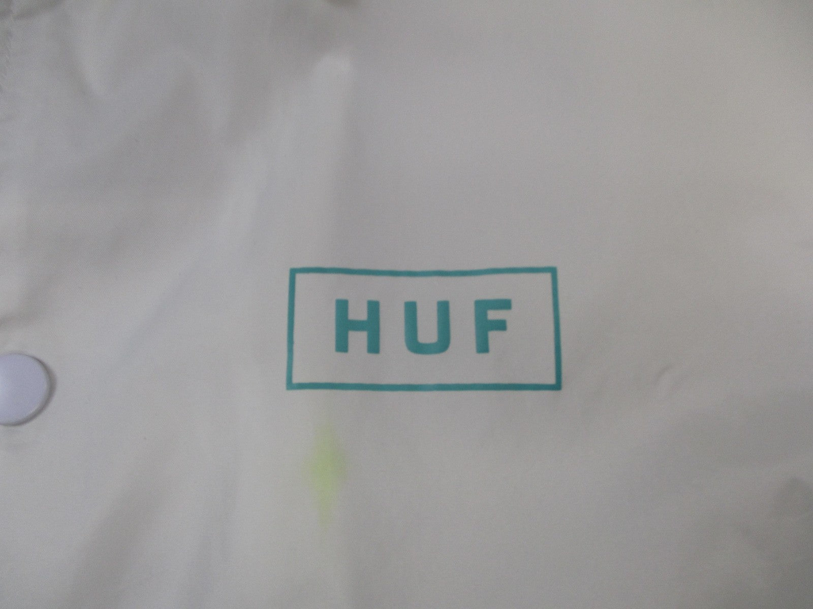HUF Jacket Mens Large White Coach Windbreaker Snap Front Skateboarding 16513