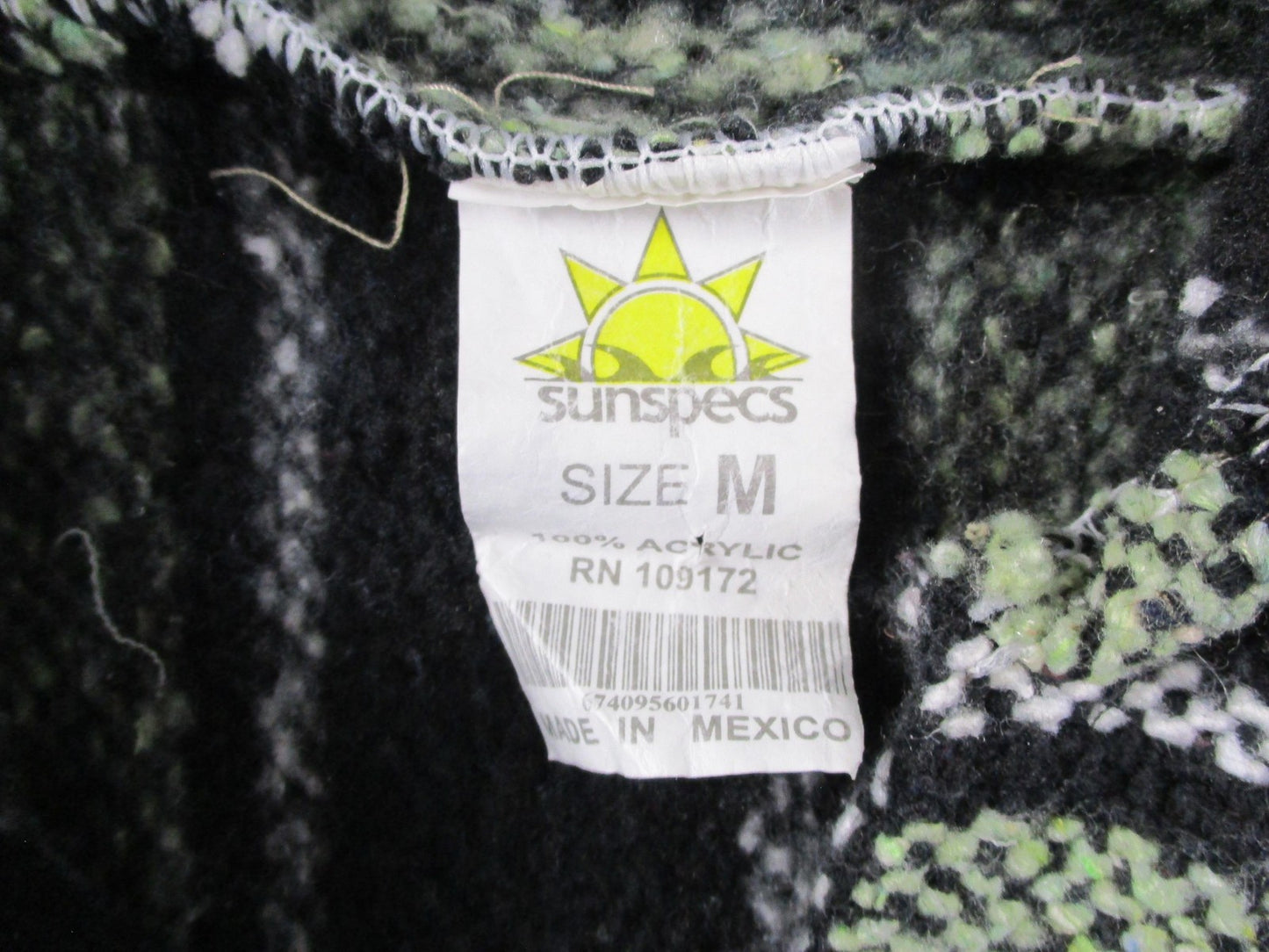 Sunspecs Hoodie Mens Medium Green Black Striped Pullover Knit Baja Pocket2