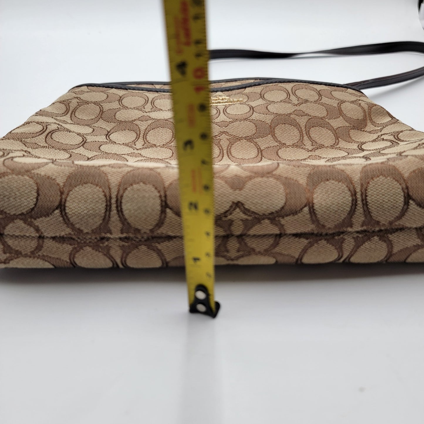 Coach Signature Crossbody Bag Brown Canvas Leather Trim F2996012