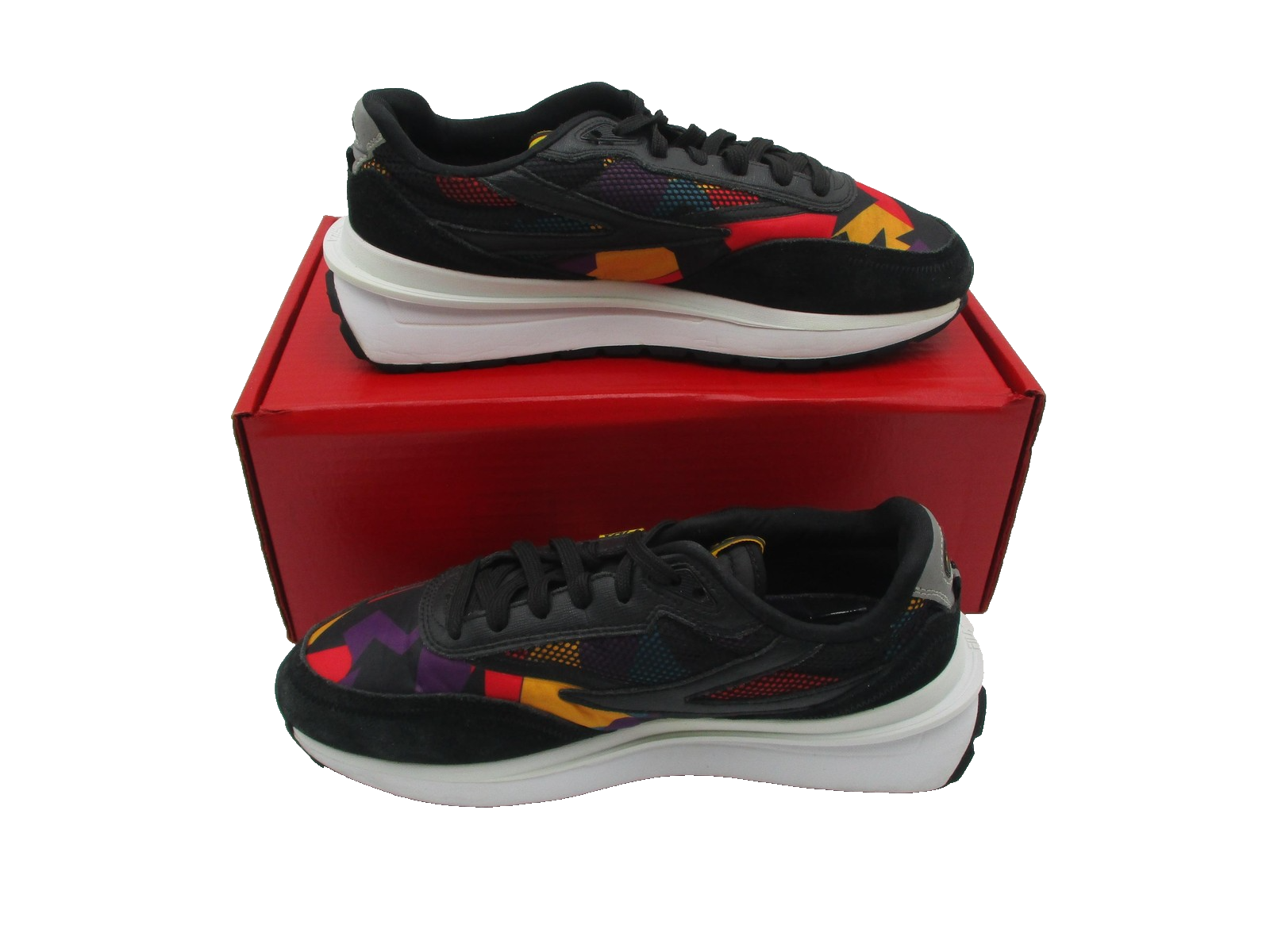 Fila Renno Shoes Mens Size 8 Black Geometric Low Top Sneakers 1CM01283042 1Q53