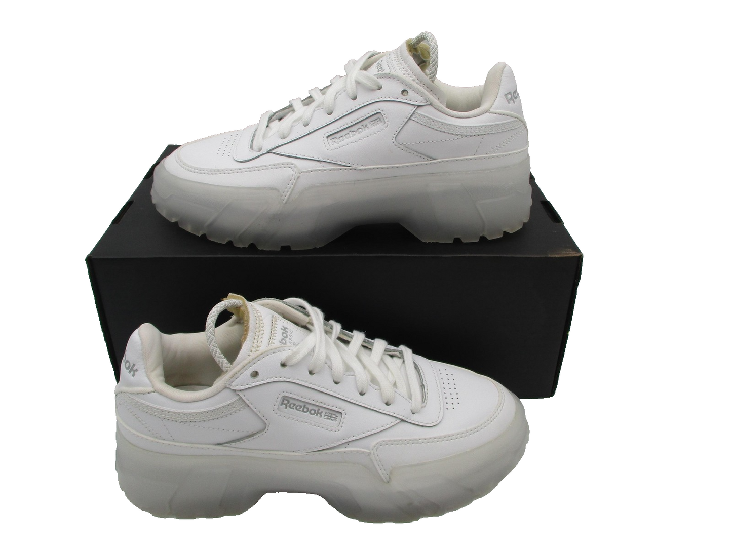 Reebok Club C Cardi B Shoes Women Size 5.5 White Platform Chunky Sole GX5098 1F11