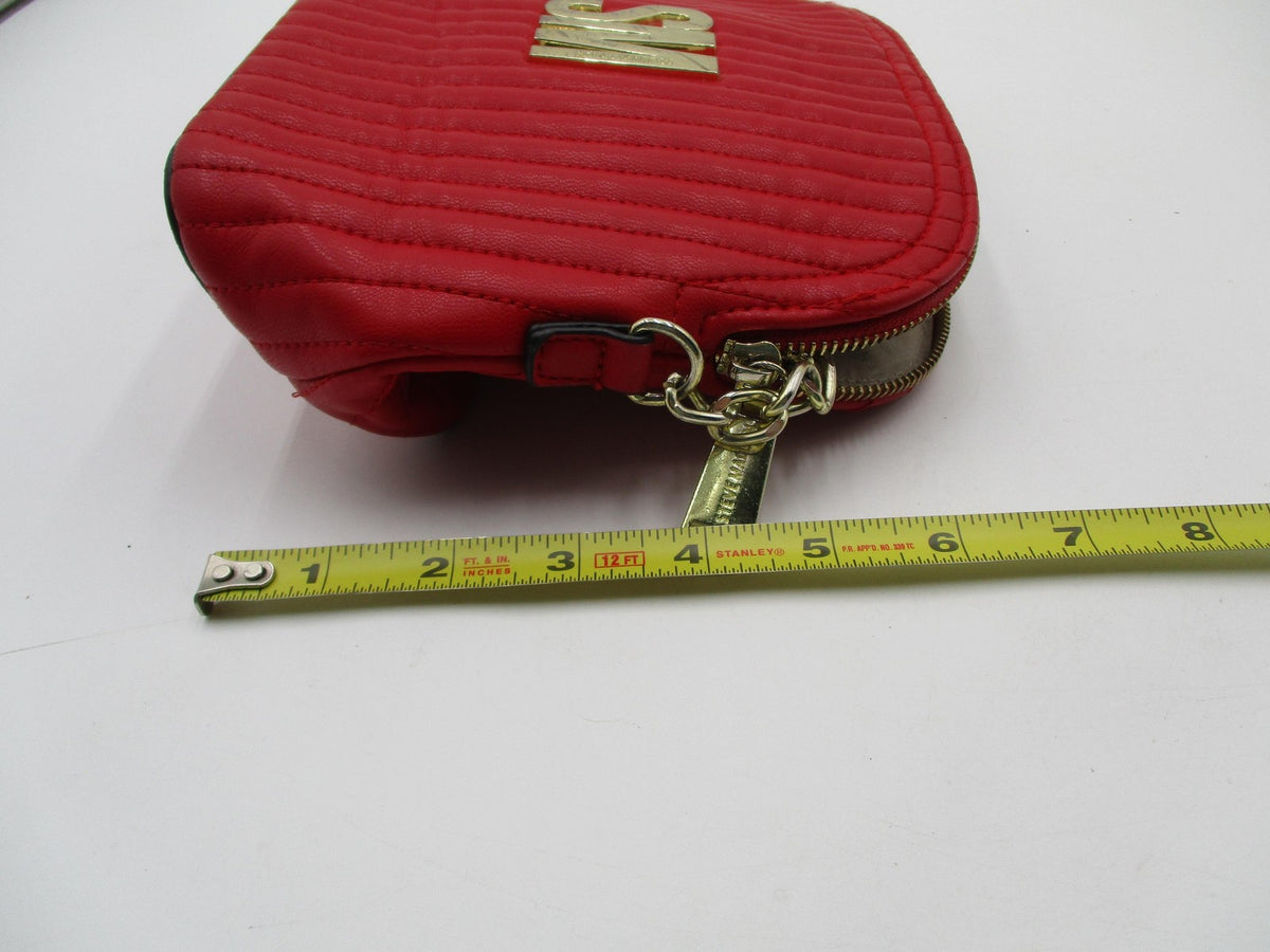 Steve Madden Crossbody Bag Womens Small Red Quilted Faux Leather Gold SM Logo8