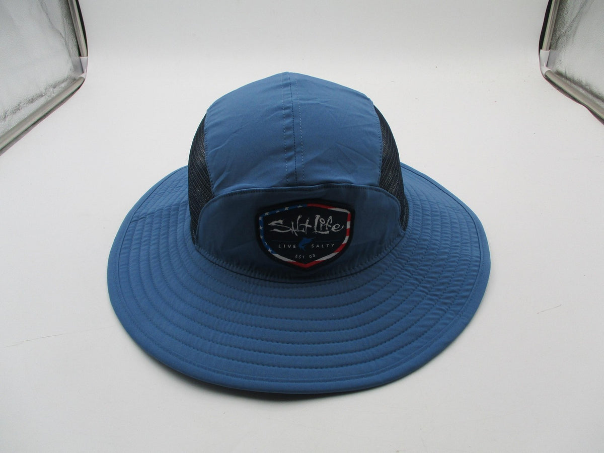 Salt Life Hat Bucket Mens One Size Blue Mesh Wide Brim Boonie Live Salty Patch0
