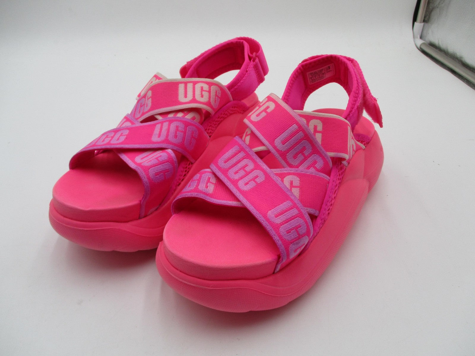 UGG Shoes Womens Size 6 Pink Logo Strappy Platform Wedge Sport Sandals 11100900