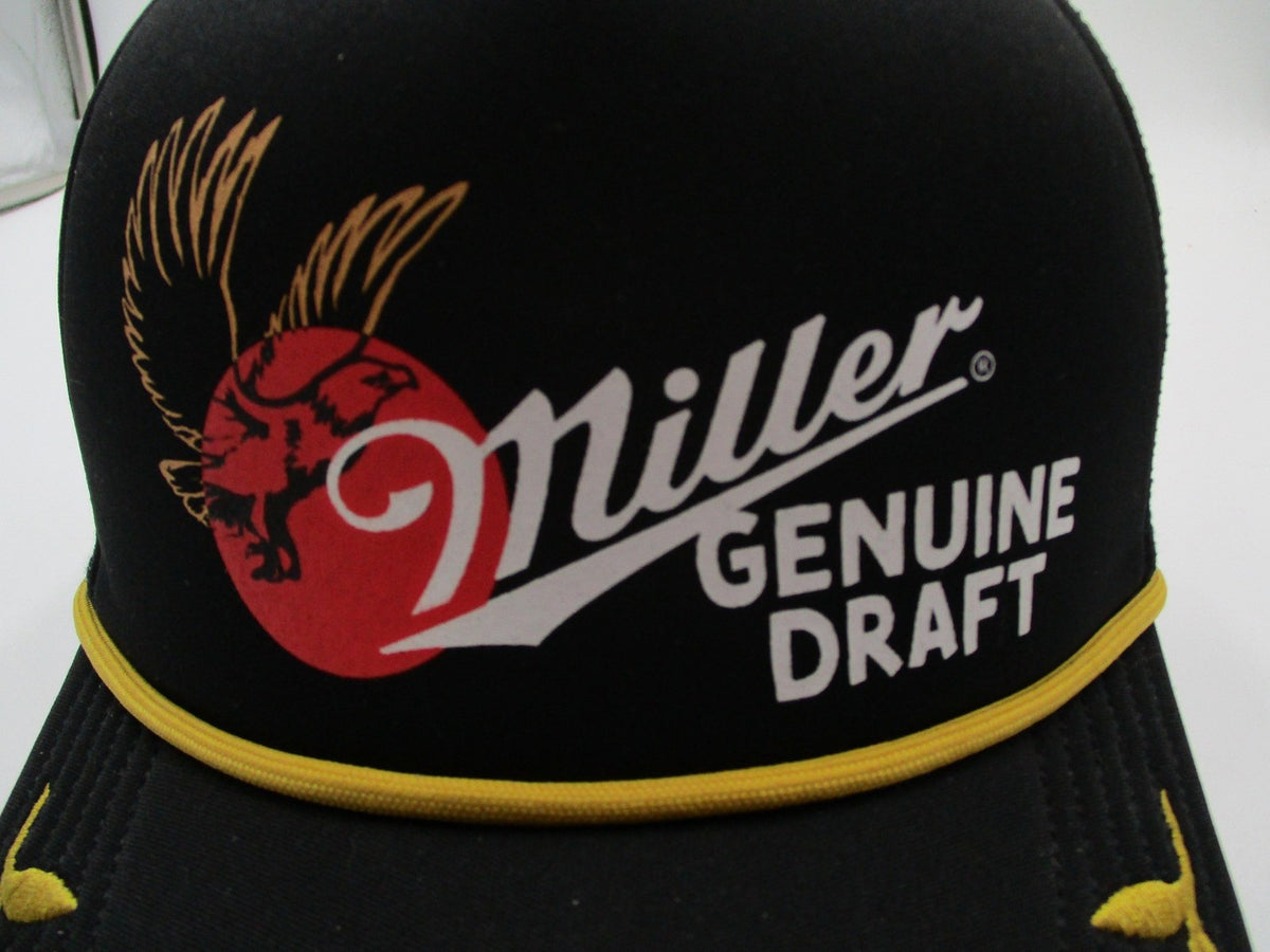 Miller Genuine Draft Black Trucker Hat Mesh Snapback Beer Logo Cap Adjustable1