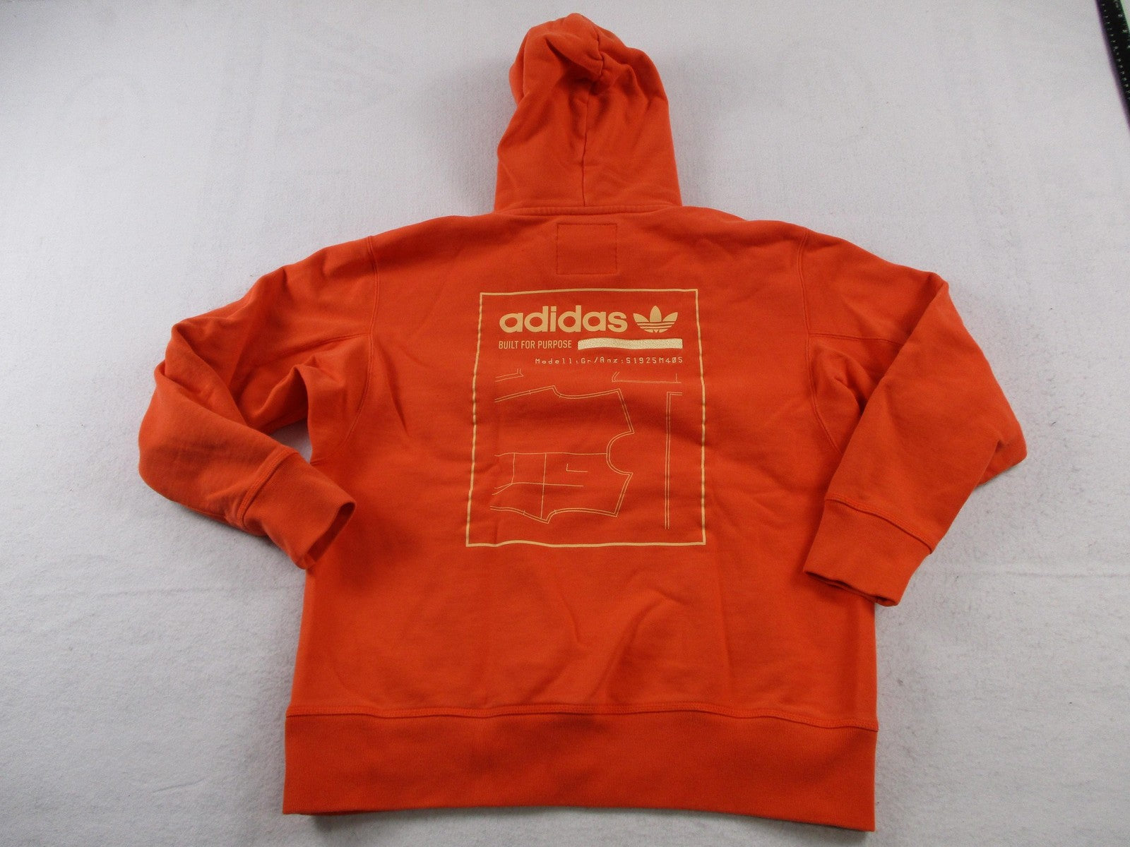 Adidas Hoodie Mens Medium Orange Fleece Sweatshirt Built For Purpose Trefoil7
