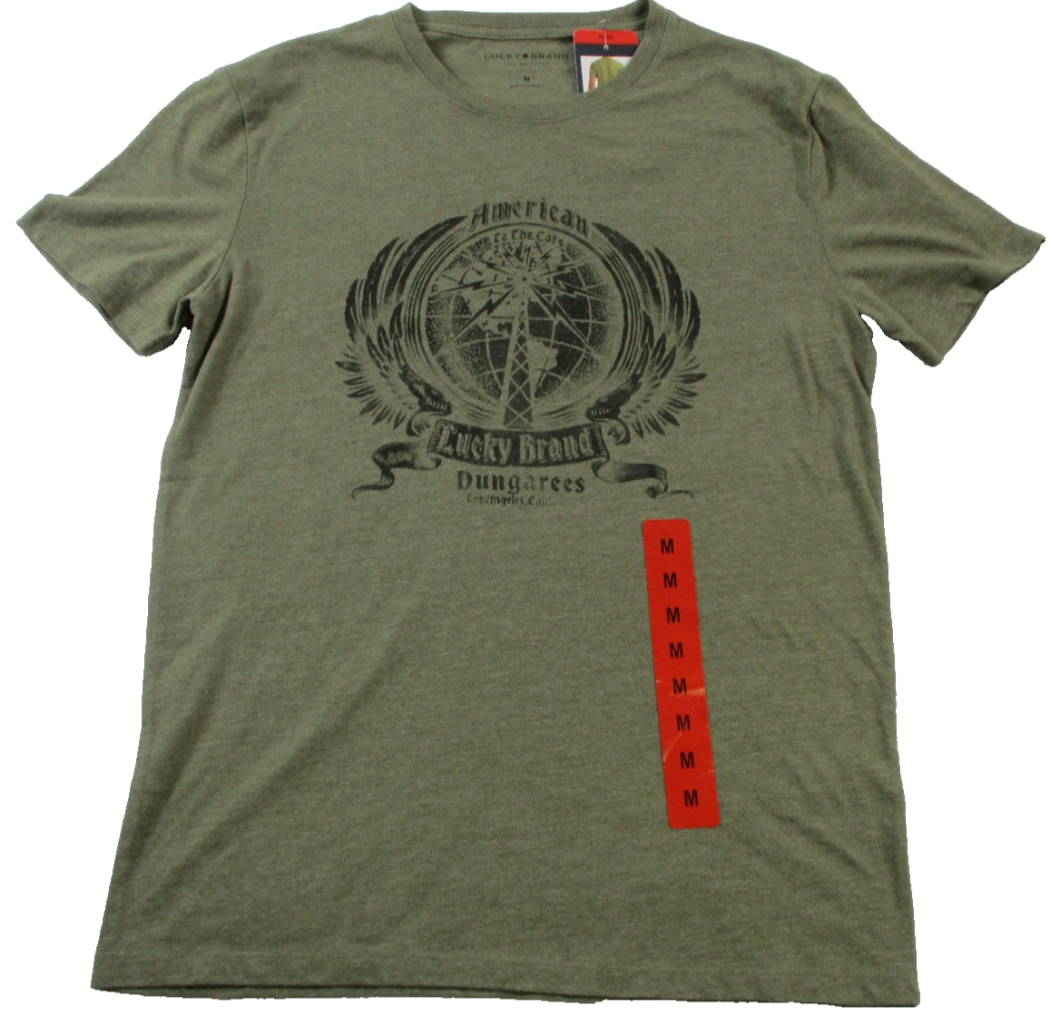 Lucky Brand Shirt Mens Medium Green American To The Core Dungarees Graphic Tee0